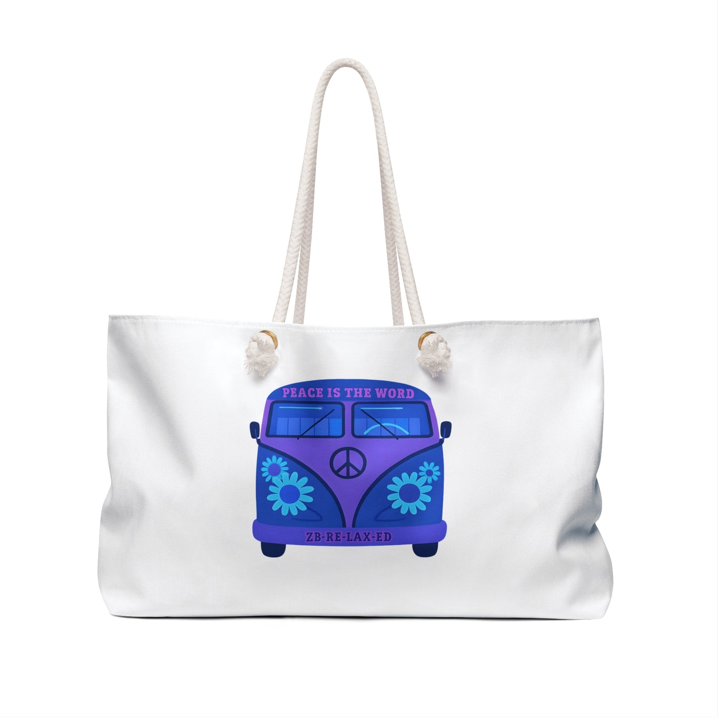 Peace Is the Word Weekender Bag, Retro Tote, Vacation Carryall, Stylish Travel Bag, Beach Resort Essential, Gift for Wanderlust