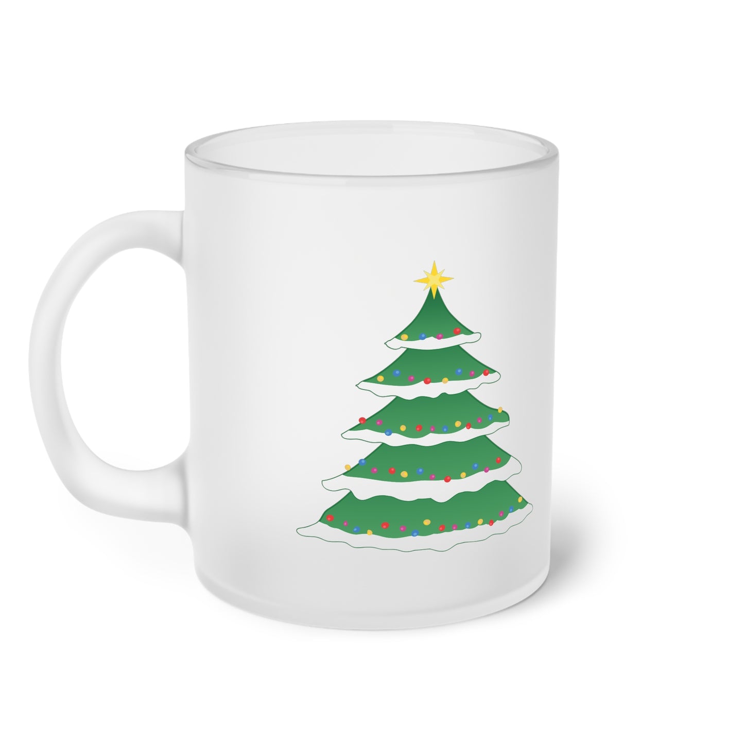 Frosted Glass Mug — Festive Christmas Tree Holiday Coffee Cup