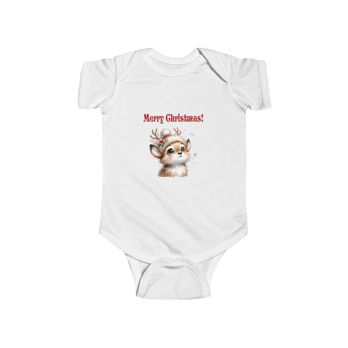 Infant Bodysuit — Cute Reindeer "Merry Christmas!" Baby Onesie