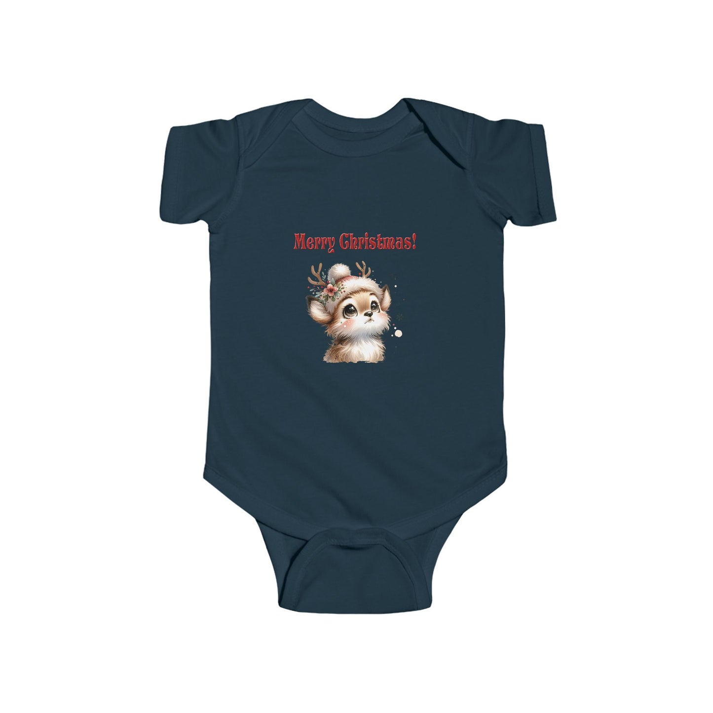 Infant Bodysuit — Cute Reindeer "Merry Christmas!" Baby Onesie