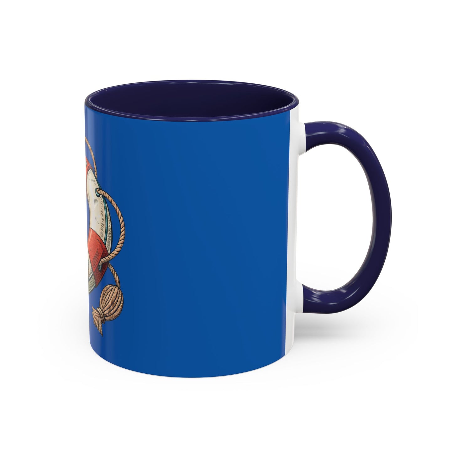 Lifesaver Accent Coffee Mug - Nautical Gift, Beach Decor, Sailor's Coffee Cup, Ocean Lover Mug, Summer Vibes