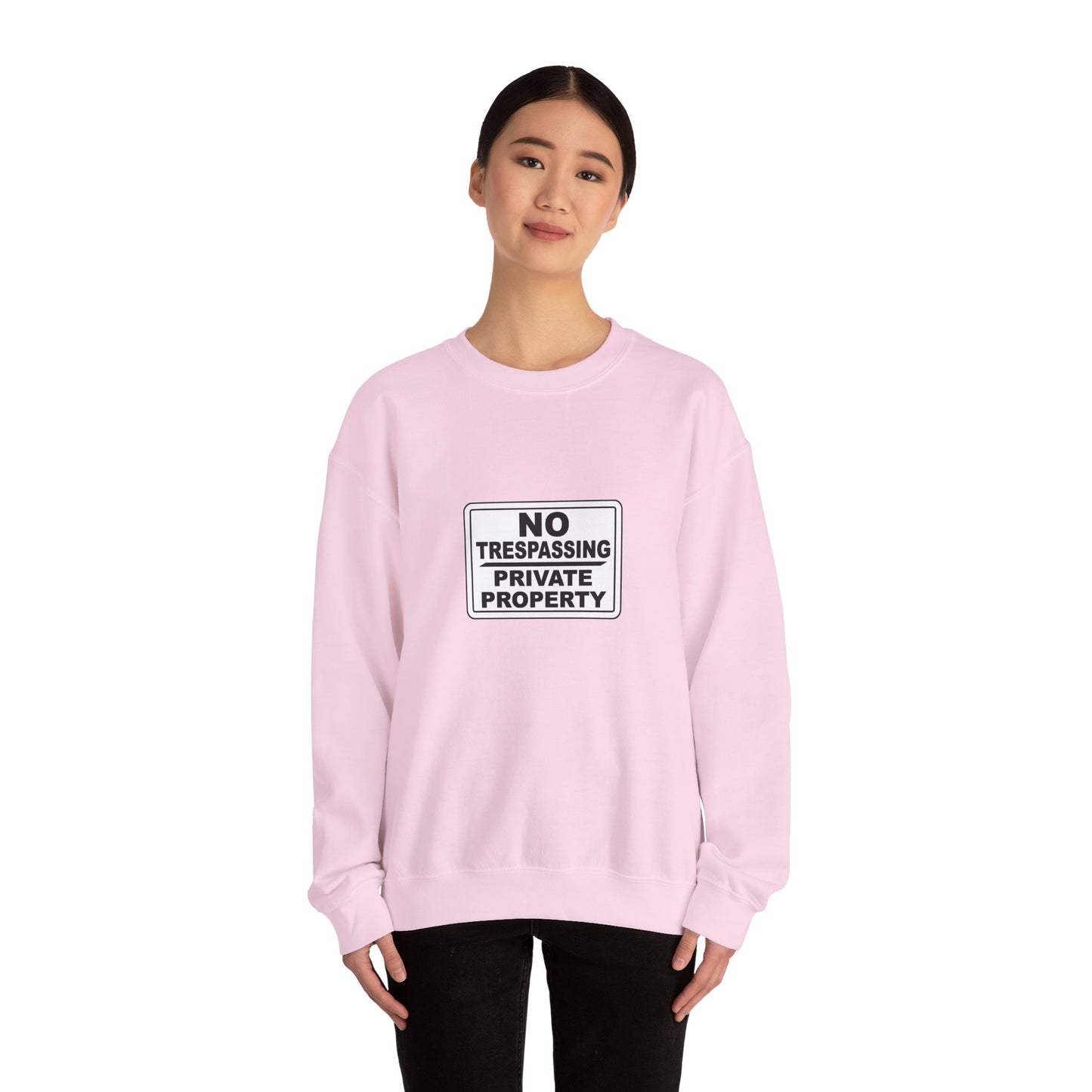 No Trespassing Crewneck Sweatshirt, Unisex Sweatshirt, Cozy Apparel, Casual Outfit, Gift for Homeowners, Security Sweater