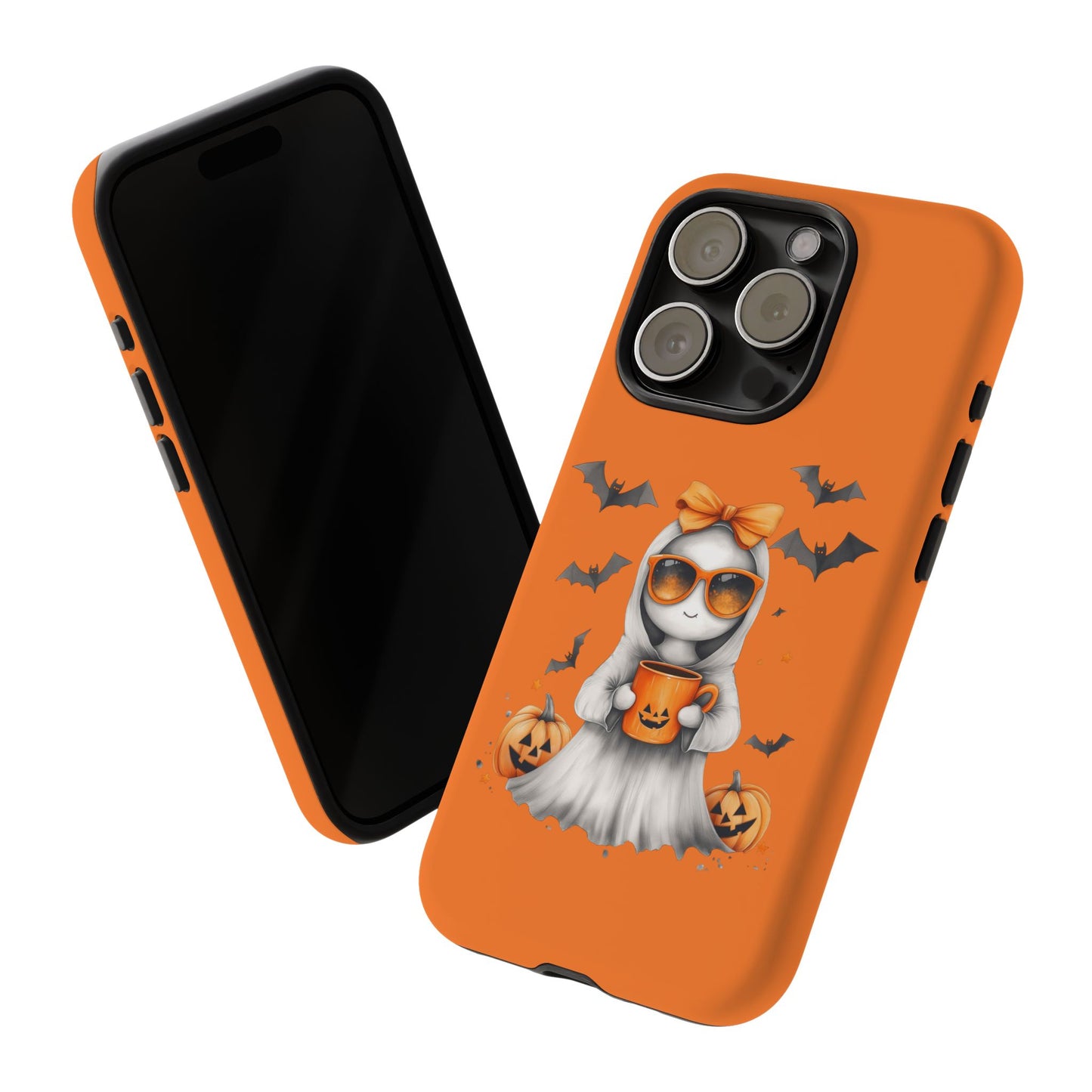 Halloween Ghost Phone Case, Cute Cat Ghost Case, Autumn Phone Cover, Spooky Season Gift, Trick or Treat Case
