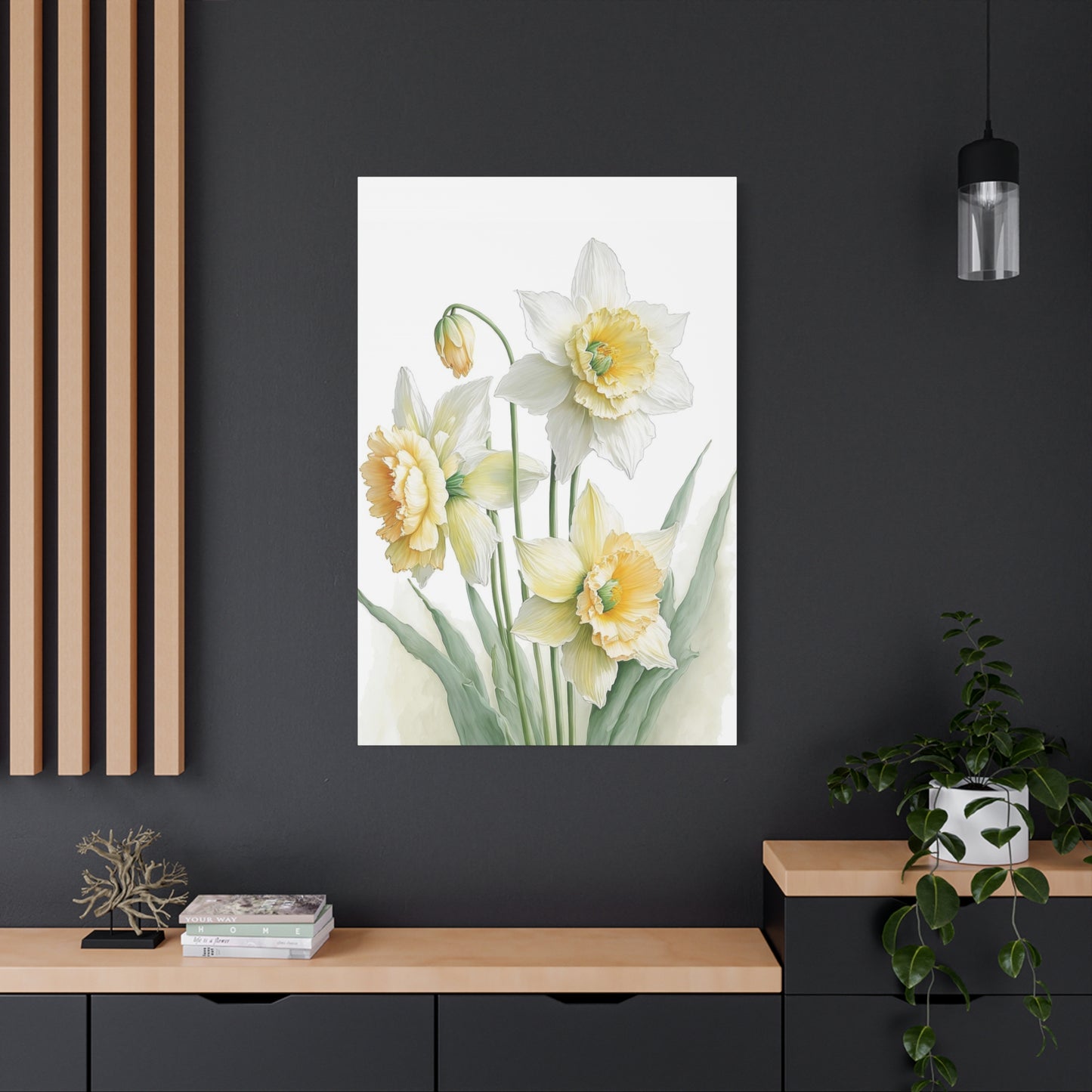 Matte Canvas, Stretched, 1.25" beautiful flowers white and yellow.