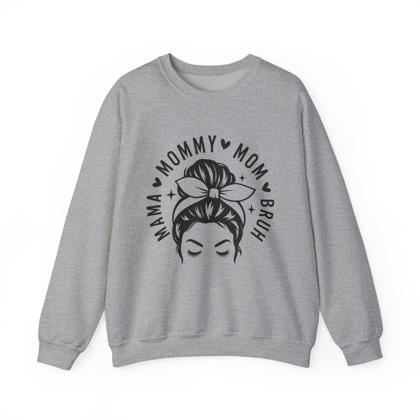 Mommy Mom Momma Crewneck Sweatshirt — Messy Bun Mom Graphic Pullover