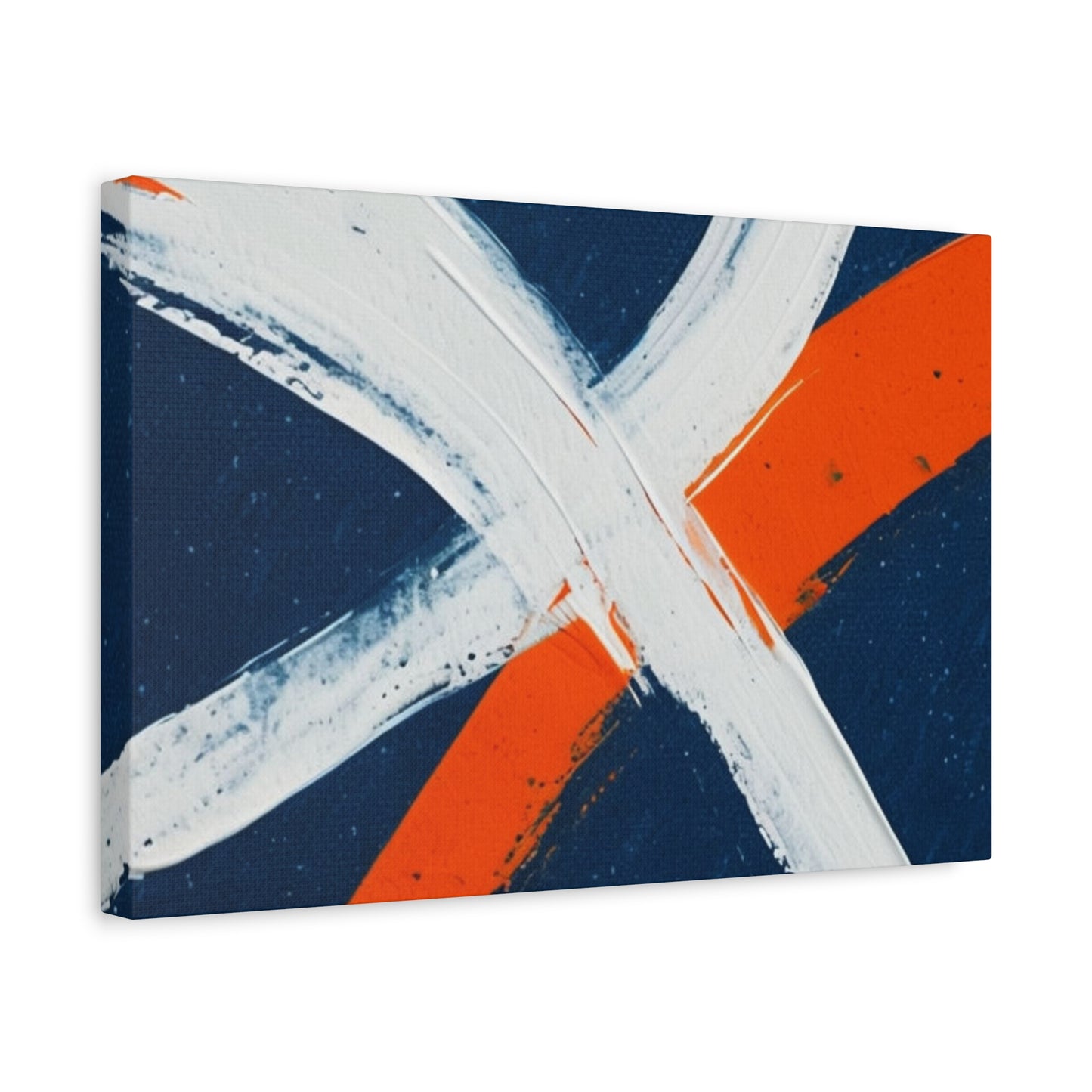 Abstract Navy & Orange Brushstroke Canvas