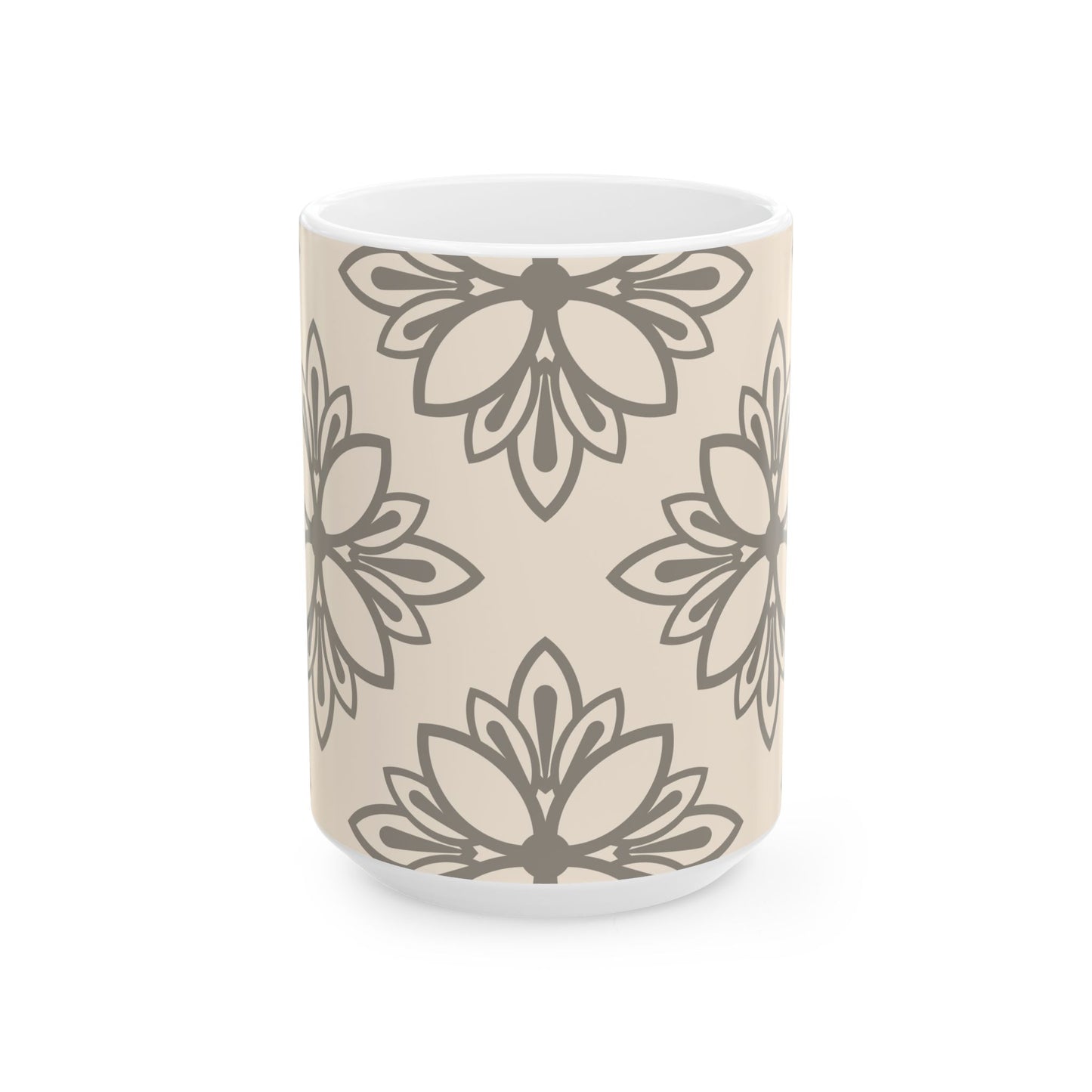 Boho Floral Ceramic Mug, Stylish Coffee Cup, Unique Gift for Her, Cozy Vibes, Home Decor, Tea Lovers, Kitchen Essential