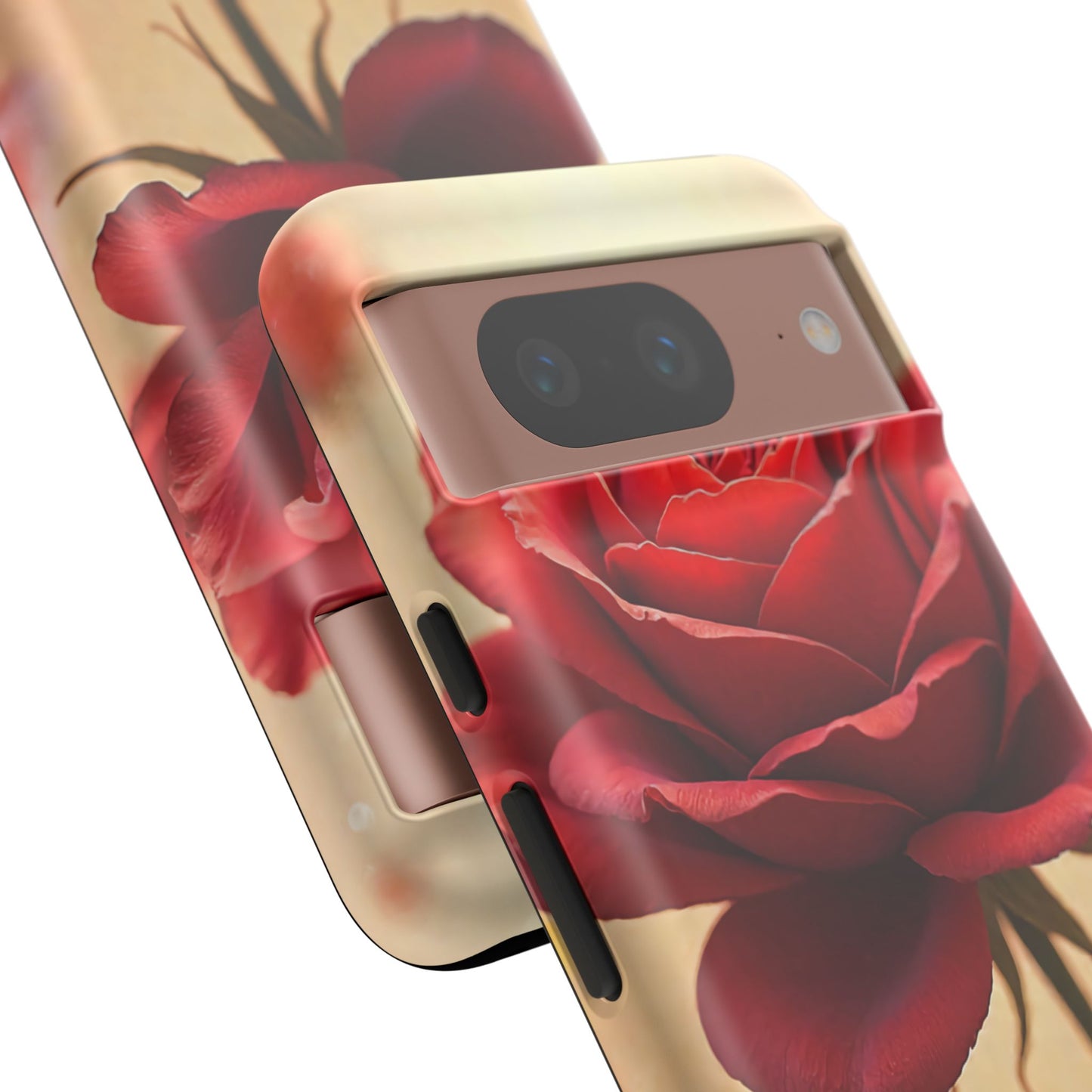 Floral Phone Case with Red Rose Design, Tough Phone Cover, Flower Print, Gift for Her, Stylish Accessory, Floral Aesthetic