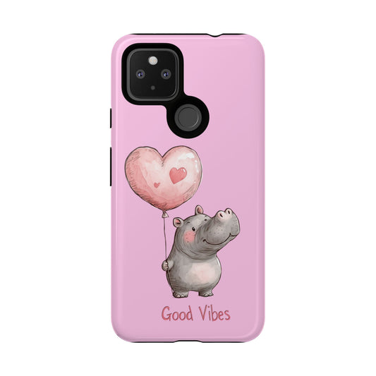 Cute Hippo Phone Case | Good Vibes, Gift for Friends, Cute Phone Accessories, Animal Lover Gift, Happy Phone Cover