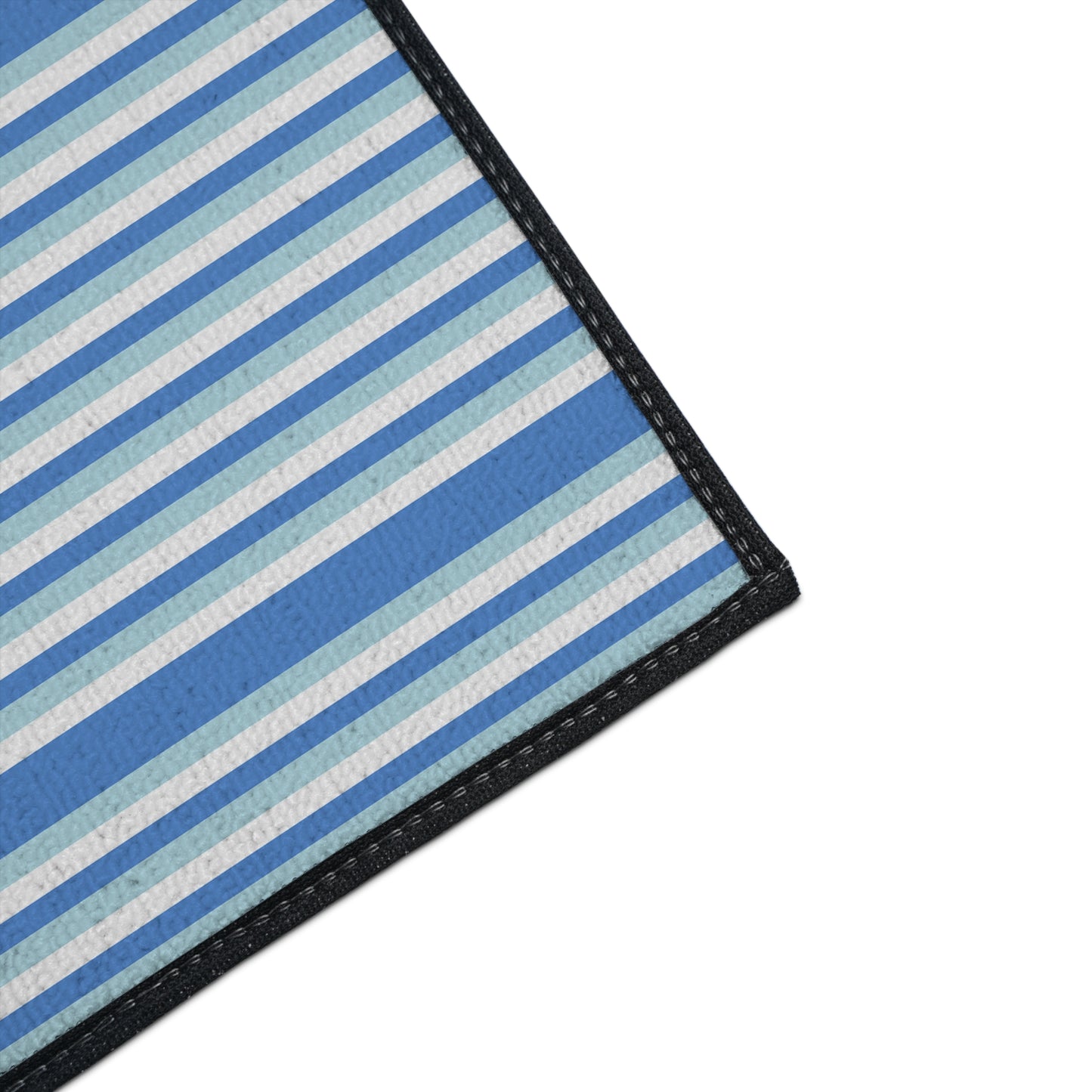 Striped Blue Heavy-Duty Floor Mat — Durable Non-Slip Entry Rug