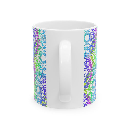 Vibrant Mandala Ceramic Mug - Colorful Coffee Cup for Home or Office, Perfect Gift for Tea Lovers, Unique Home Decor, Floral Mug