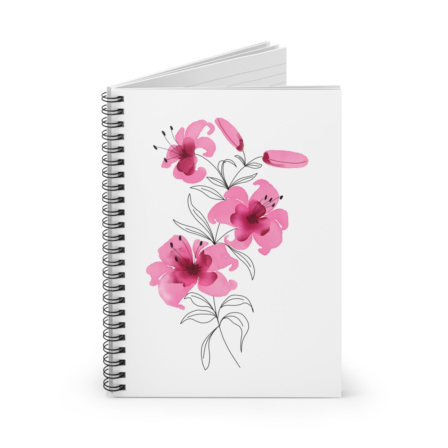 Floral Spiral Notebook - Ruled Lines, Cute Journal, School Supplies, Gift for Her, Floral Design, Note Taking