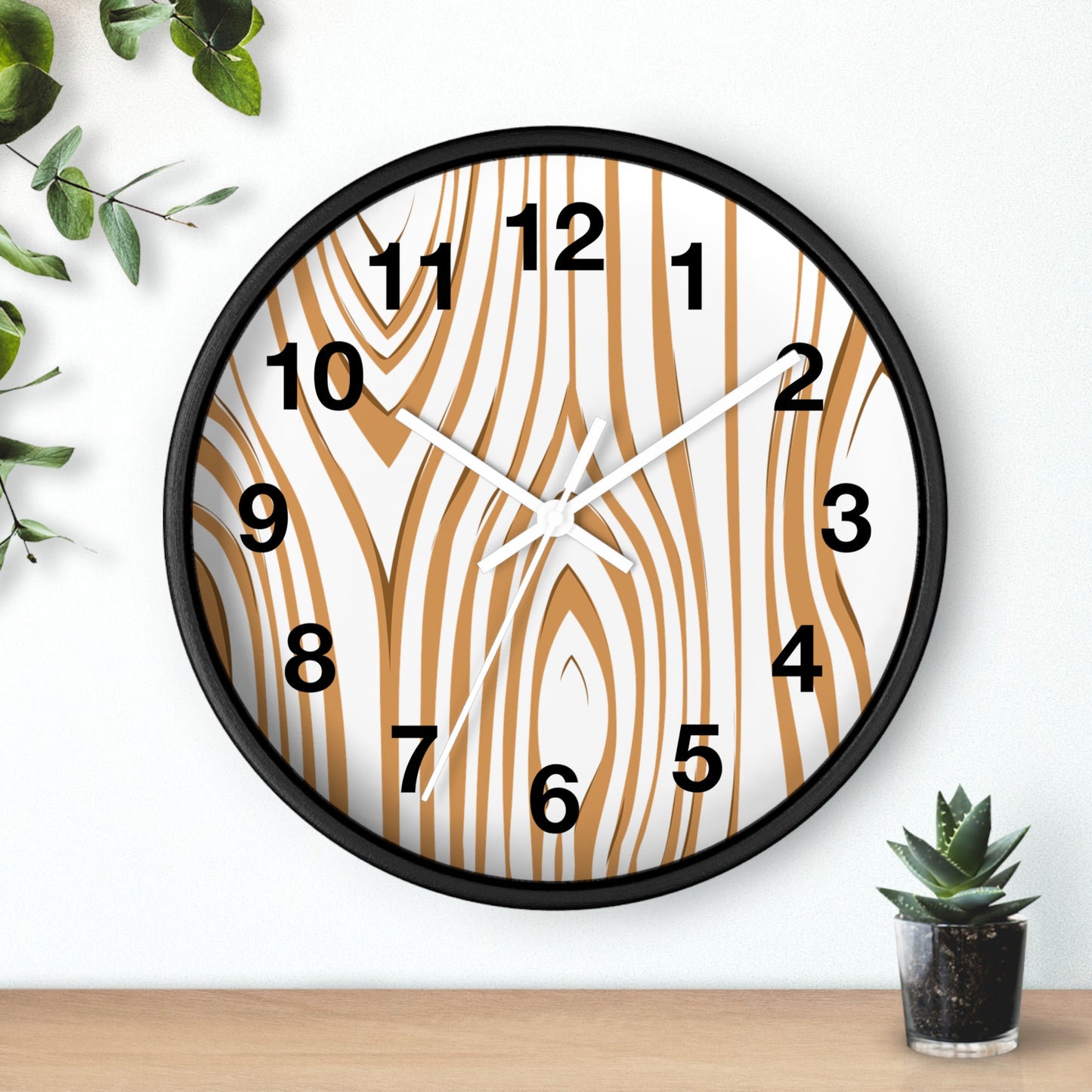 Rustic Wood Grain Wall Clock, Home Decor Clock, Modern Timepiece, Gift for Her, Unique Wall Art, Kitchen Clock, Natural Style Decoration