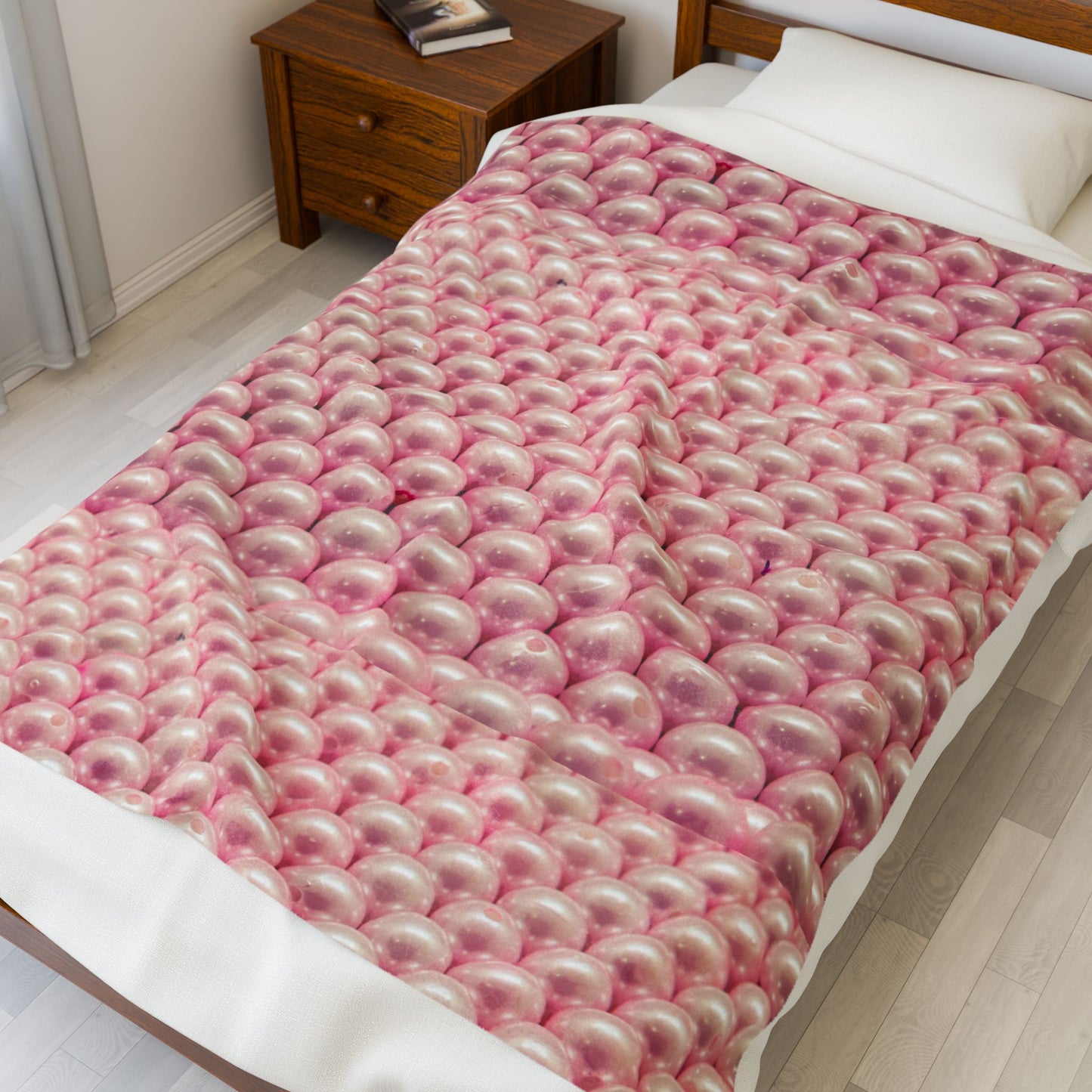 Cozy Velveteen Plush Blanket  - Pink Pearls