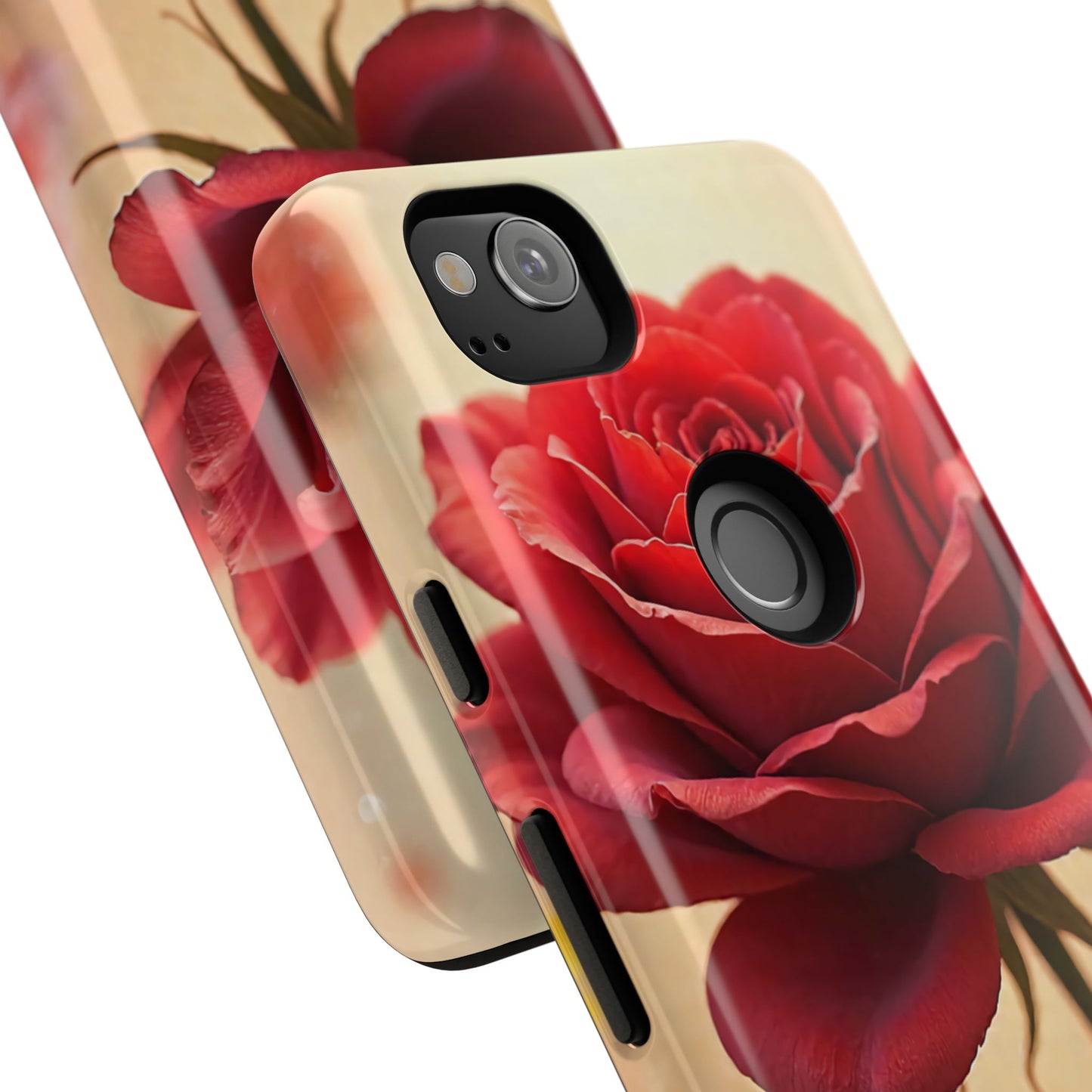 Floral Phone Case with Red Rose Design, Tough Phone Cover, Flower Print, Gift for Her, Stylish Accessory, Floral Aesthetic