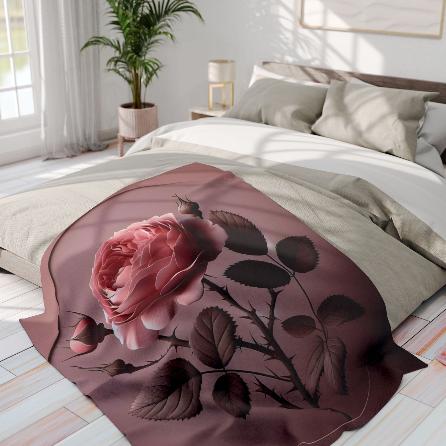 Elegant Rose Arctic Fleece Blanket - Cozy Home Decor, Floral Throw Blanket, Birthday Gift, Wedding Present, Living Room Accent
