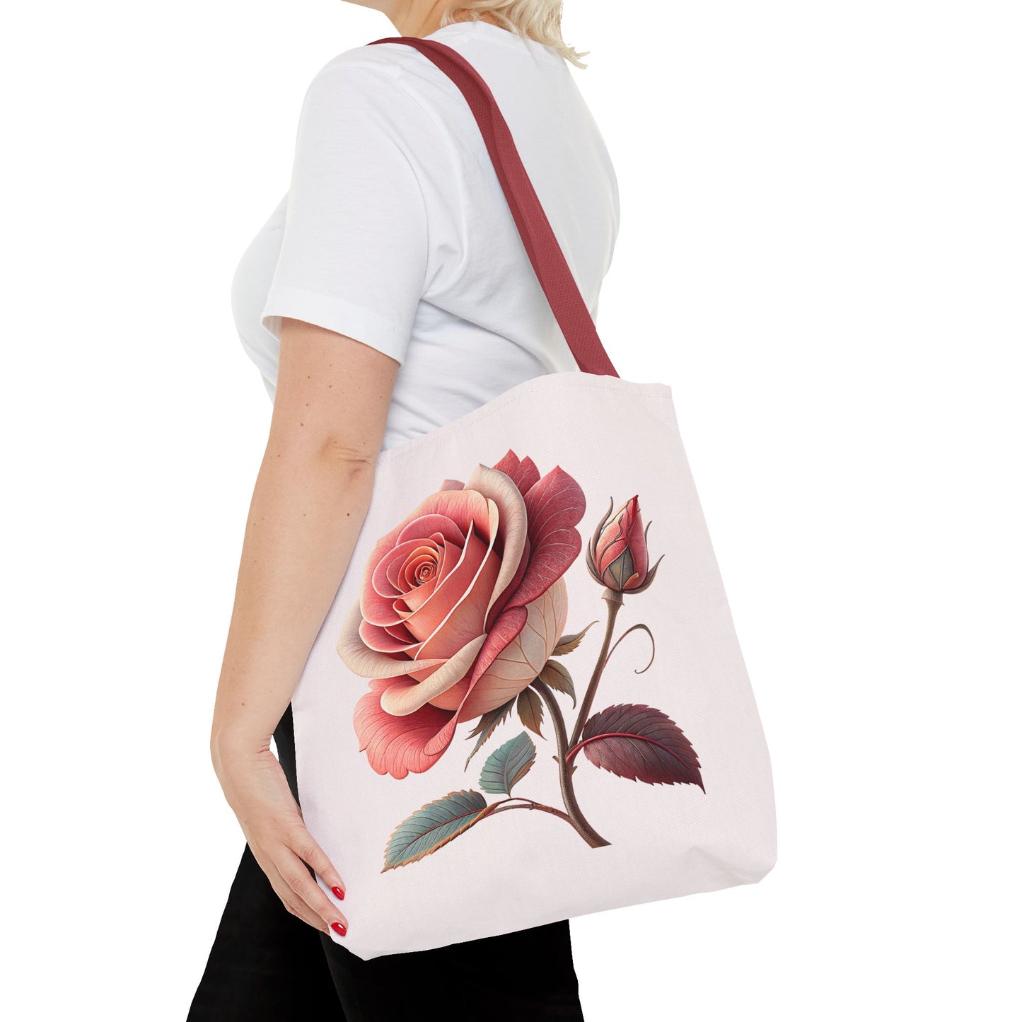 Romantic Floral Tote Bag, Rose Design, Chic Bag, Stylish Carryall, Perfect Gift for Her, Everyday Use, Eco-Friendly