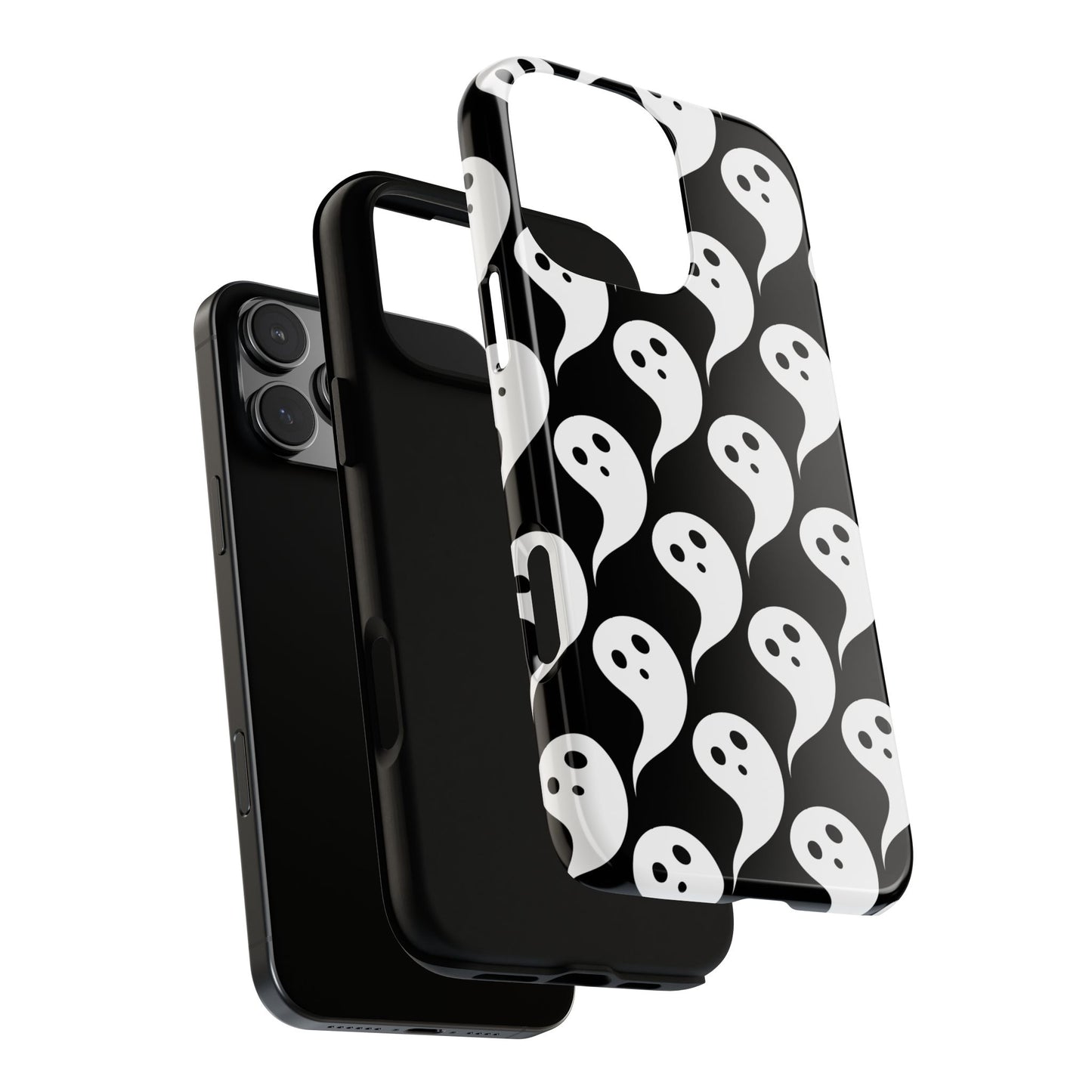 Ghost Pattern Phone Case, Cute Ghost Cell Phone Cover, Halloween Accessory, Spooky Gift, Black and White Phone Case