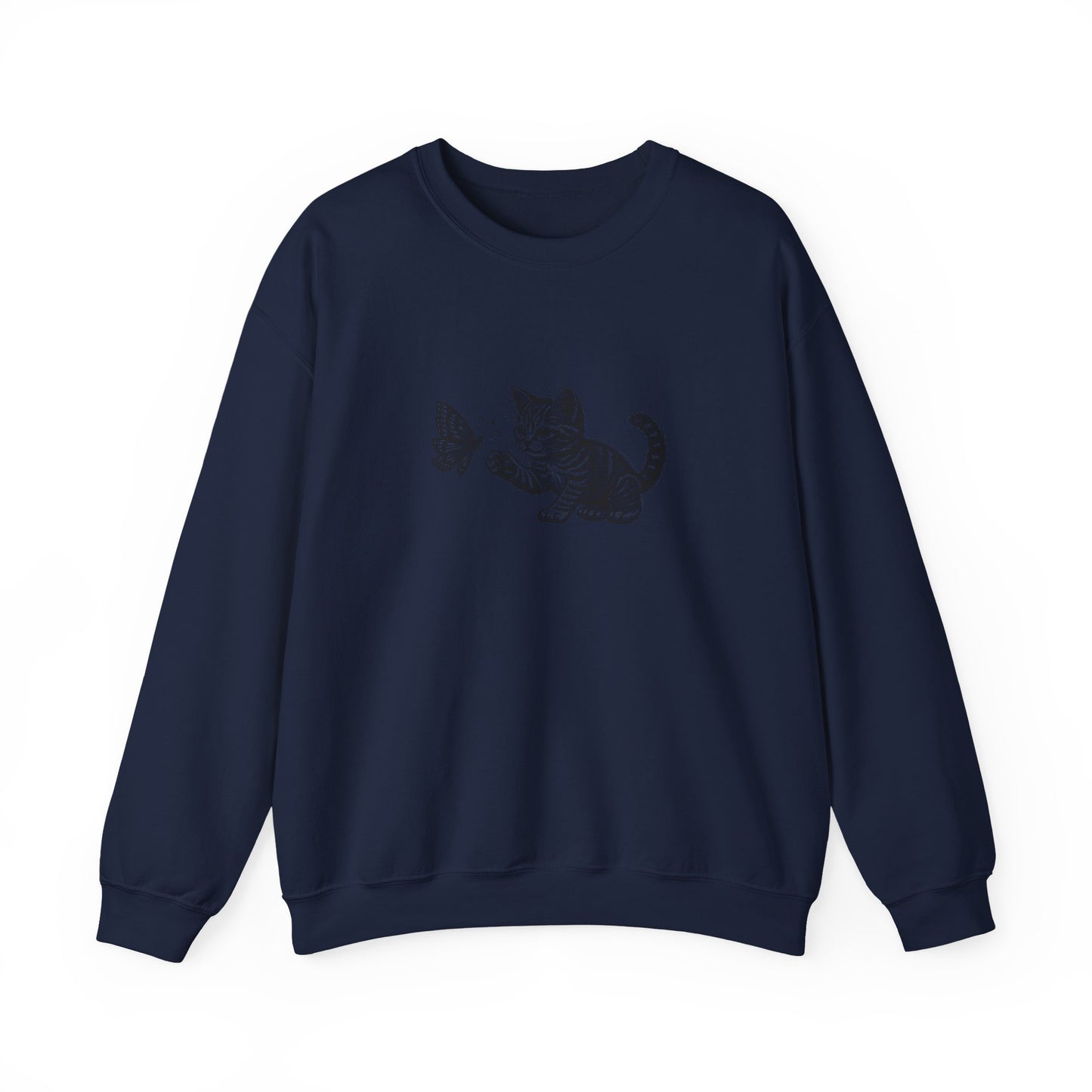Kitten Butterfly Sweatshirt, Cozy Crewneck with Cat Art, Perfect Gift for Animal Lovers, Cute Sweatshirt for Relaxation & Everyday Wear