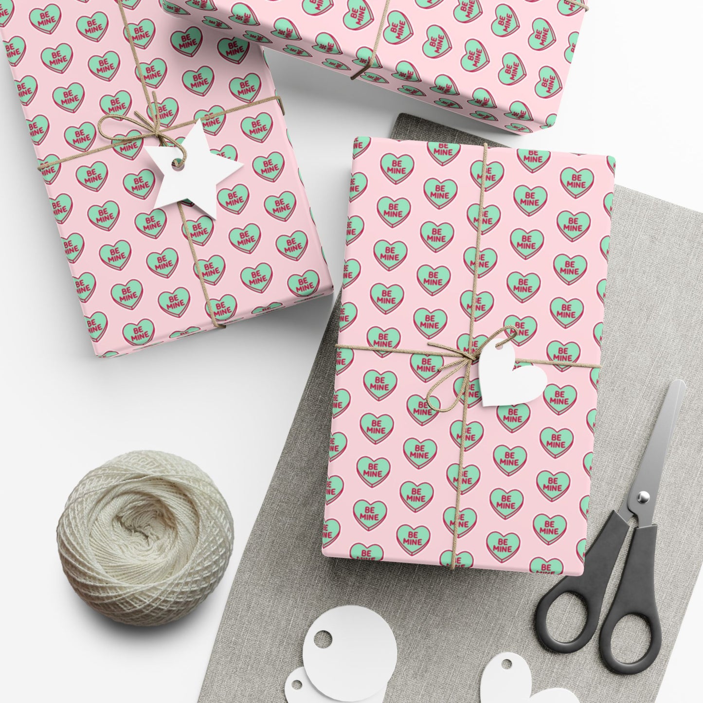 Valentine 'Be Mine' Heart Gift Wrap Paper – Pink Romantic Wrapping Sheets
