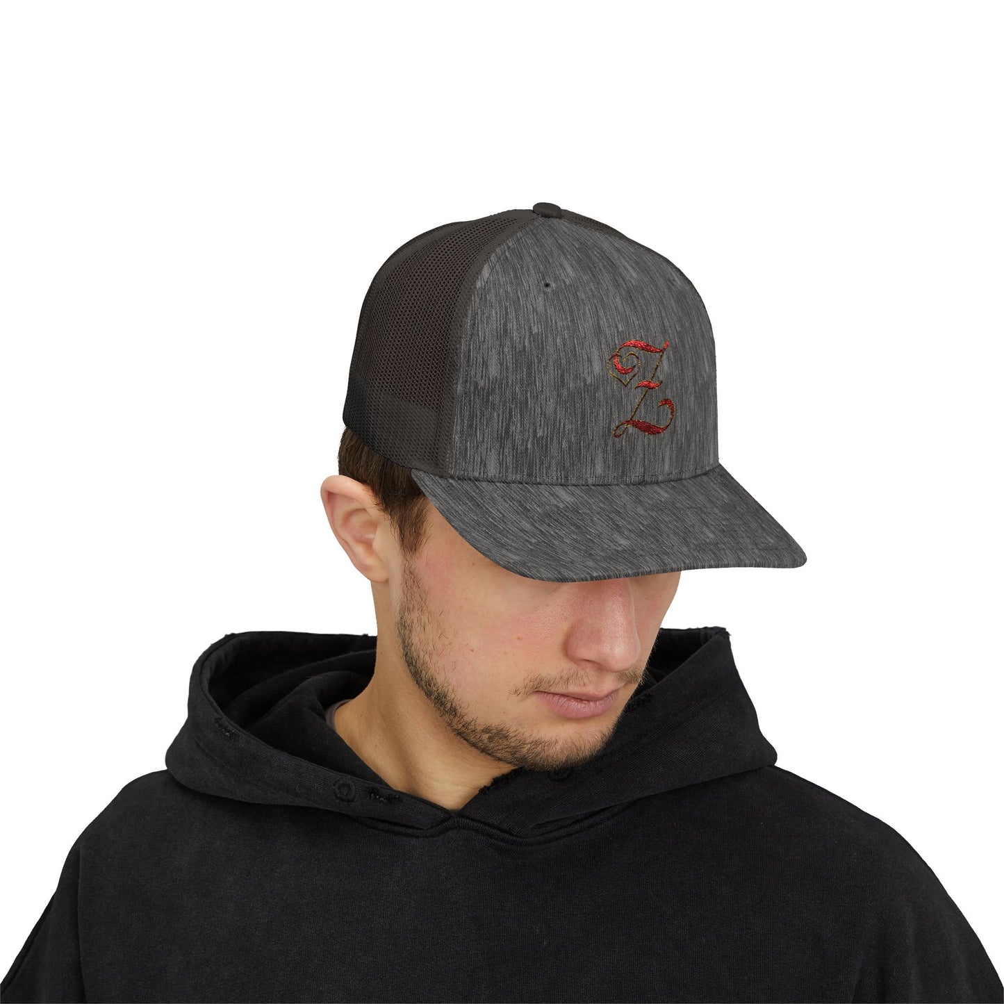 Embroidered 'Z' Snapback Trucker Cap — Vintage Monogram Initial Hat
