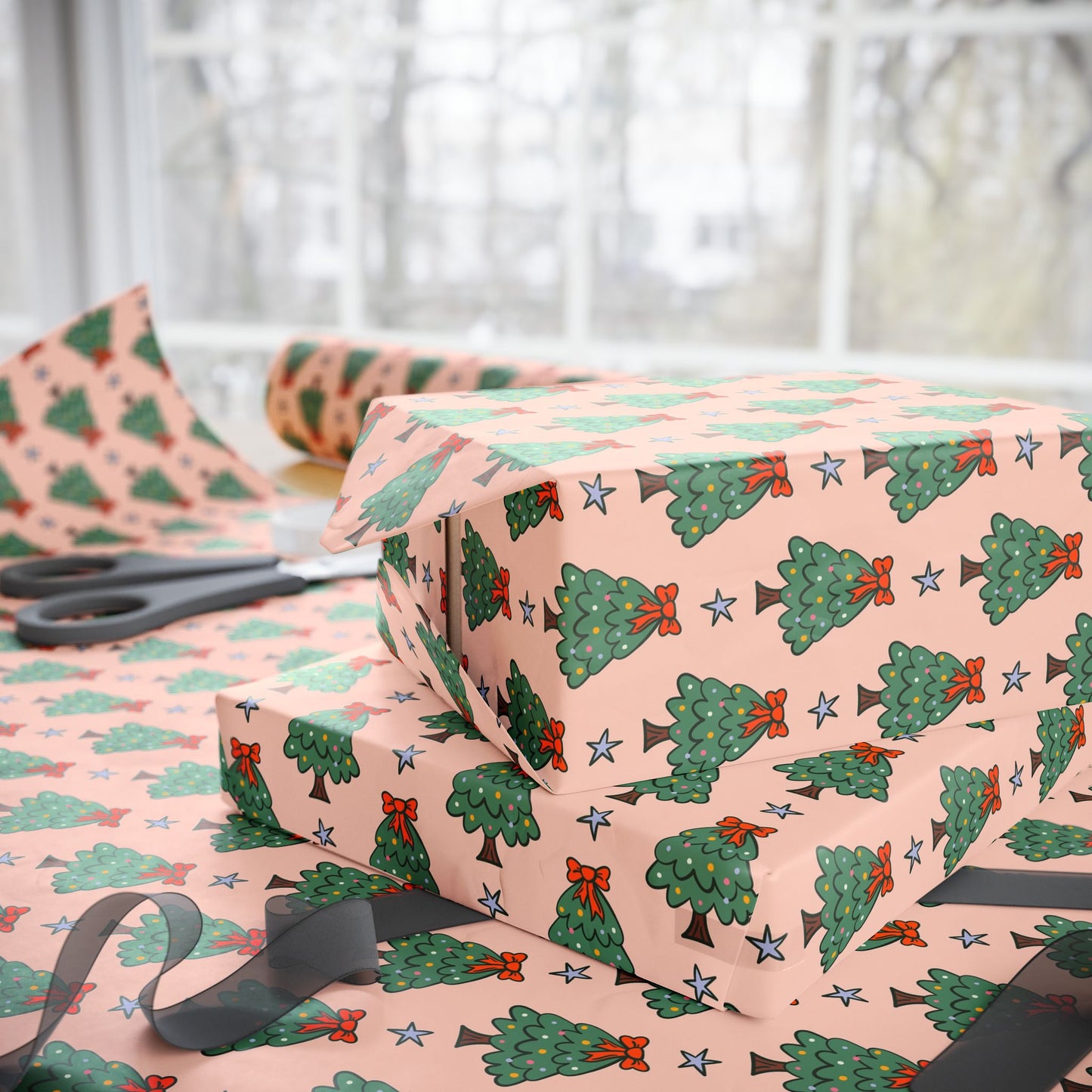 Christmas Tree Pattern Wrapping Paper Roll — Festive Gift Wrap for Holidays & Parties