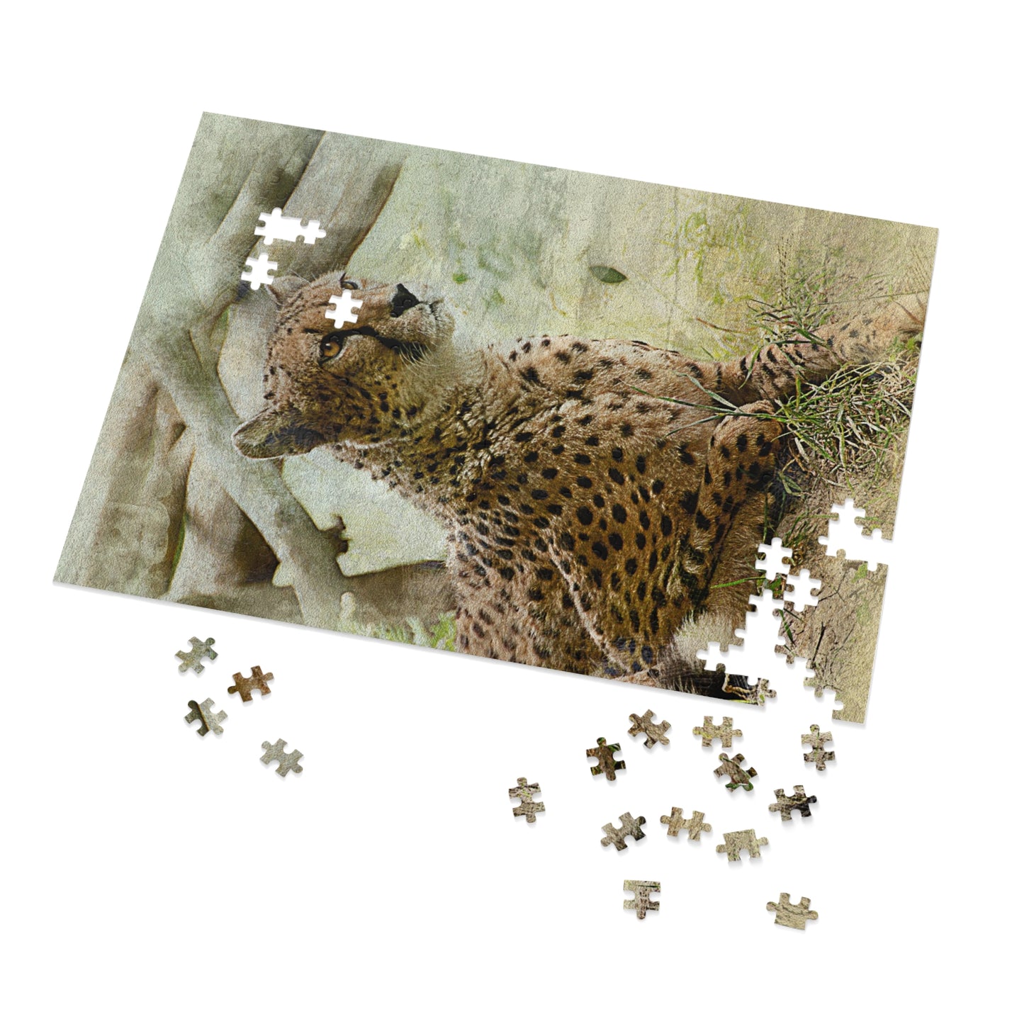 Wildlife Jigsaw Puzzle with Tin, Cheetah Puzzle Game, Family Fun Activity, Perfect Gift for Nature Lovers, Home Decor Puzzle