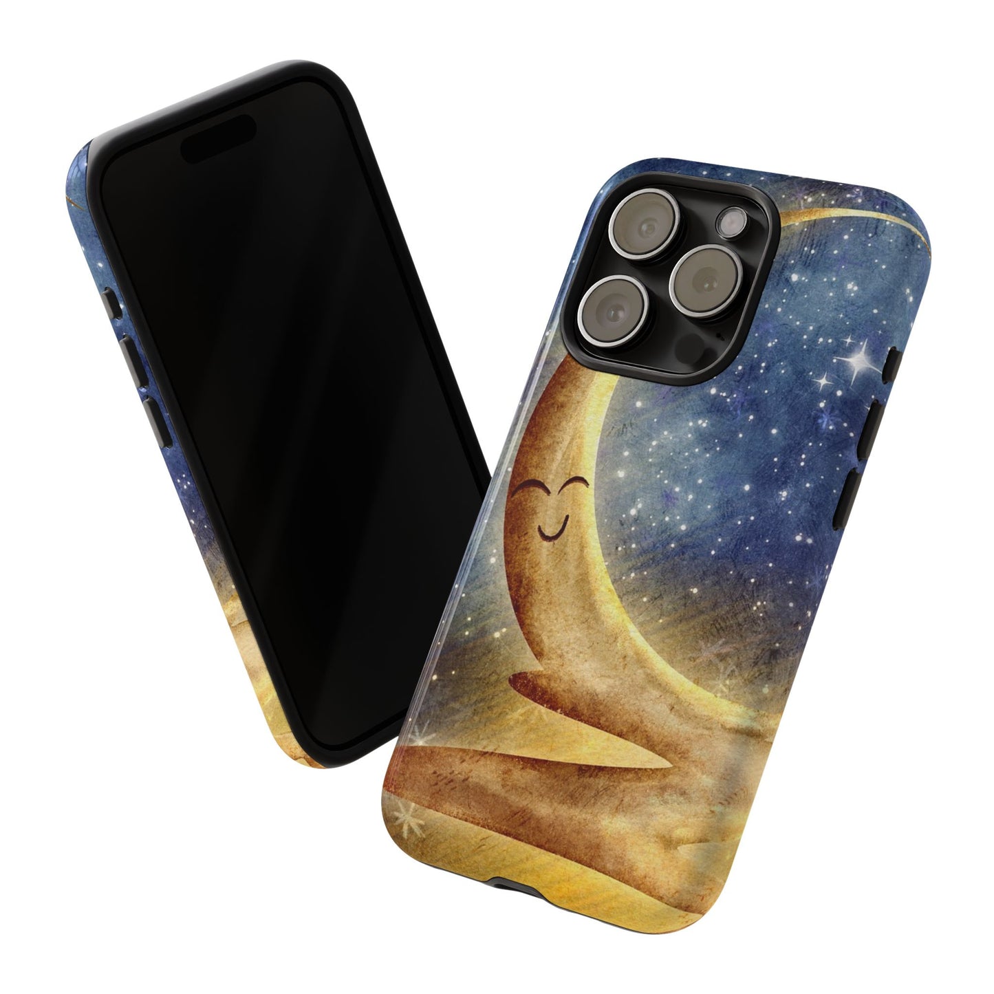 Moonlit Smile Phone Case — Starry Night Crescent Moon iPhone Cover