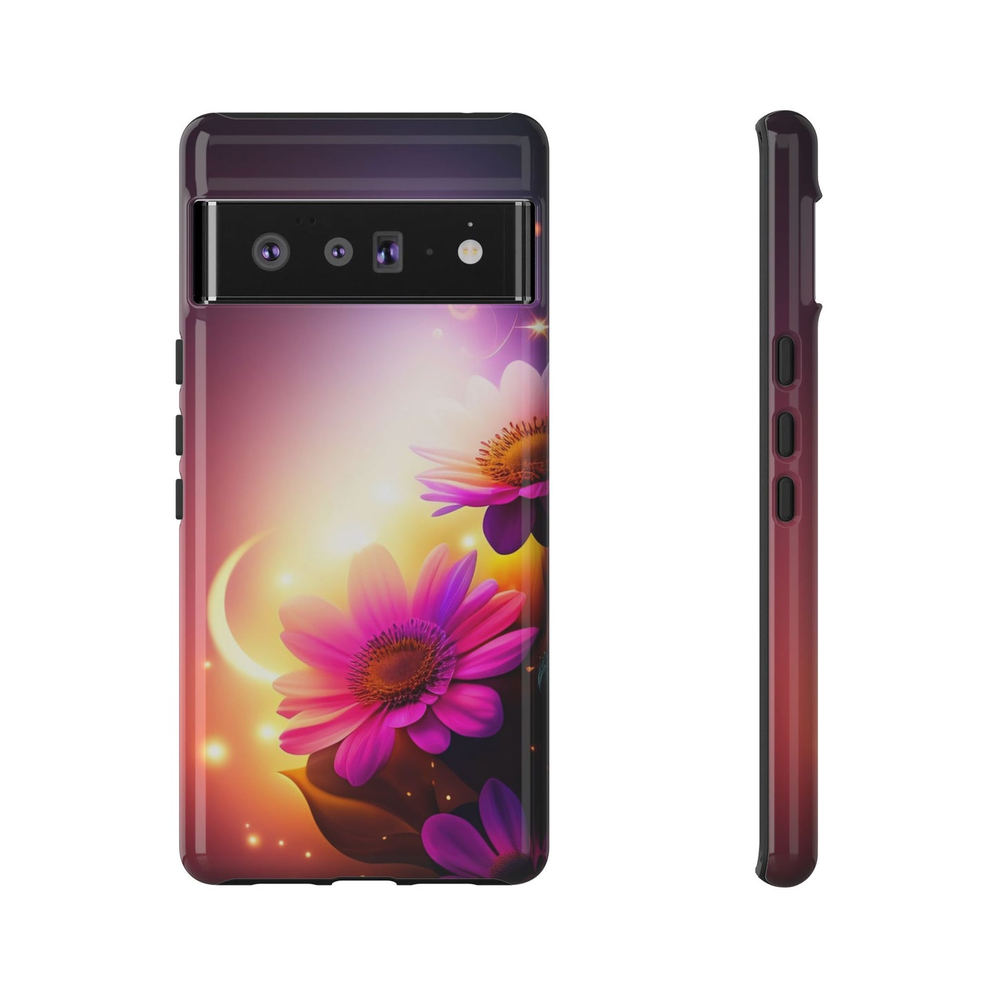 Floral Moonlight Phone Case – Purple Daisy Protective Cover
