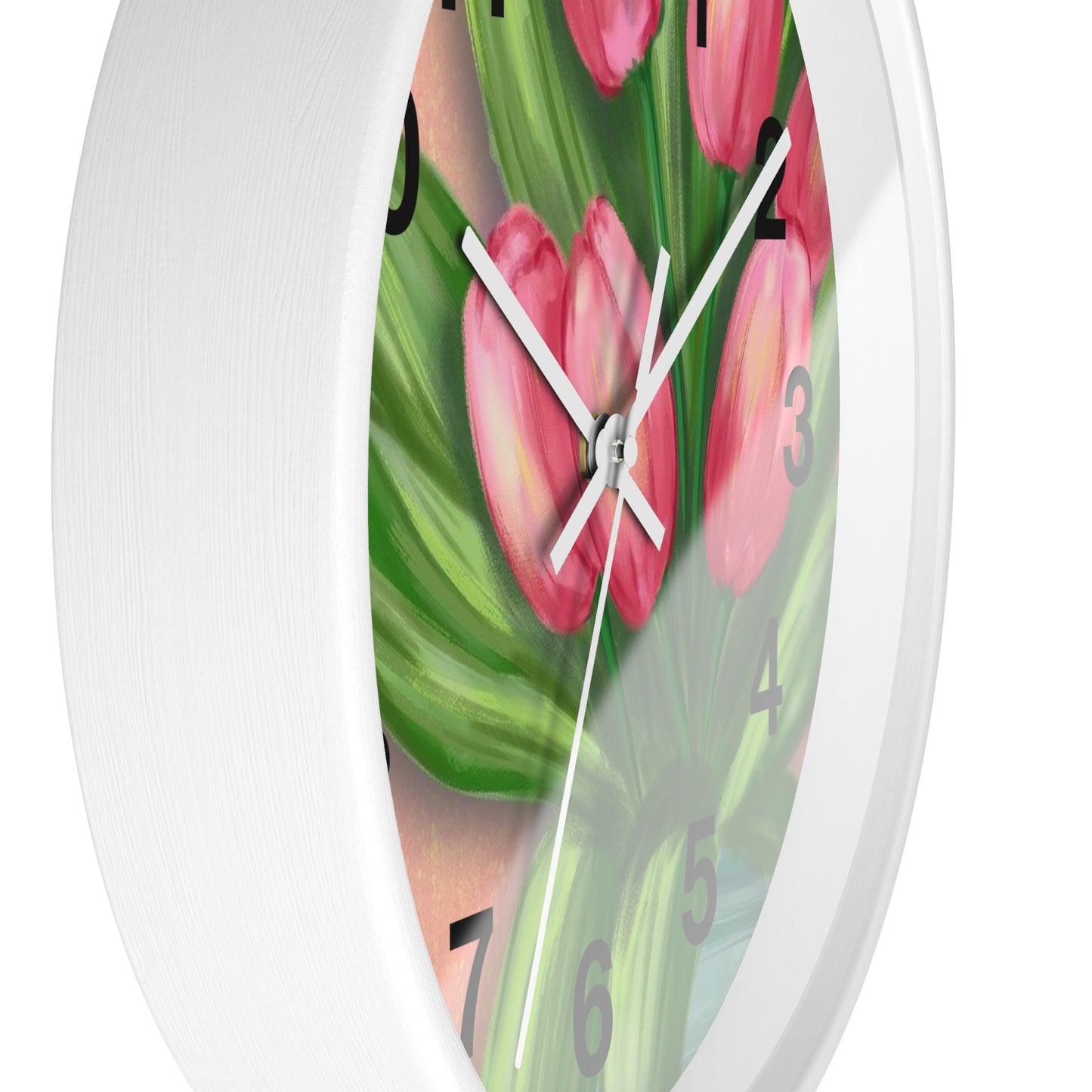 Floral Tulip Wall Clock - Home Decor, Gift for Garden Lovers, Spring Decoration, Elegant Timepiece, Unique Wall Art