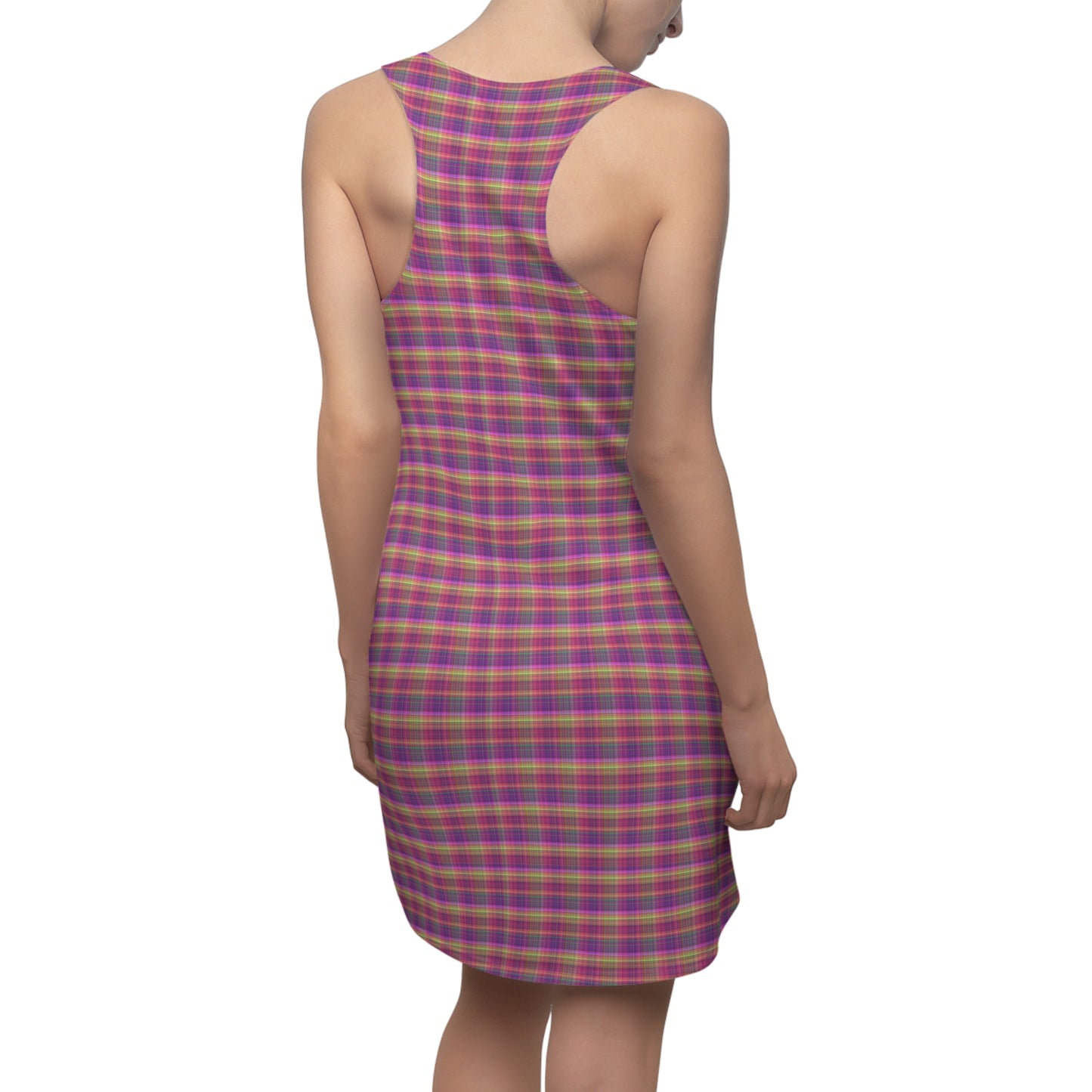 Vibrant Checkered Racerback Dress for Summer Fun, Casual Day Out, Festivals, Beachwear, Everyday Comfort, Trending Style