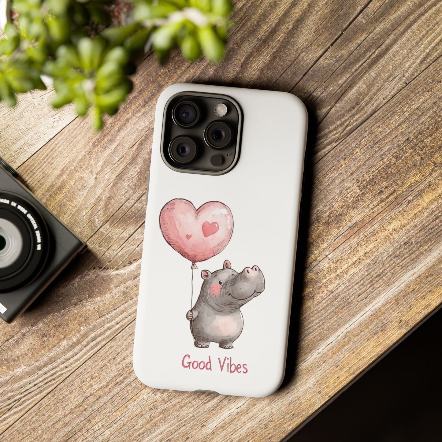 Cute Hippo Phone Case - Good Vibes Design, Animal Lover Gift, Fun Accessory, Birthday Present, Phone Accessories