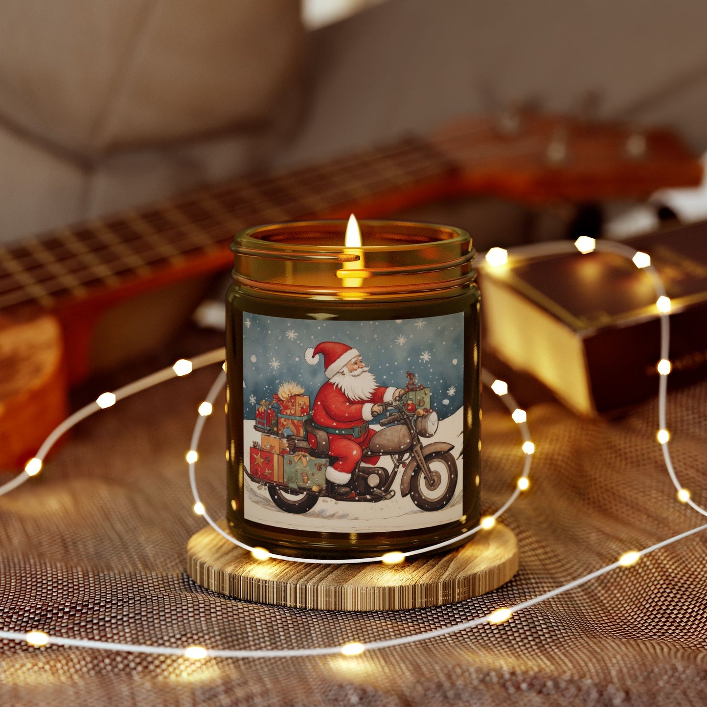 Festive Scented Candles | Santa on Motorcycle | Holiday Decor, Gift, Aromatherapy, Home Fragrance, Christmas Decoration