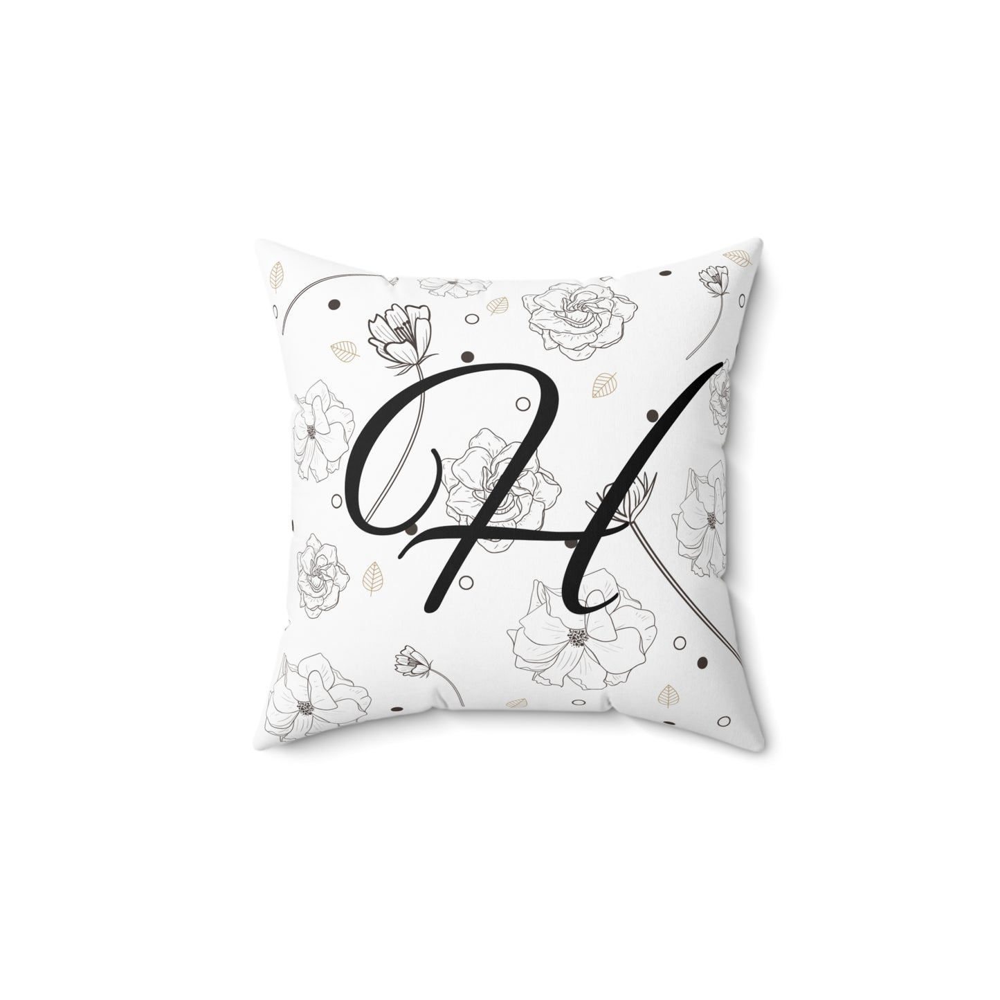 Floral Monogram Square Pillow - Personalized