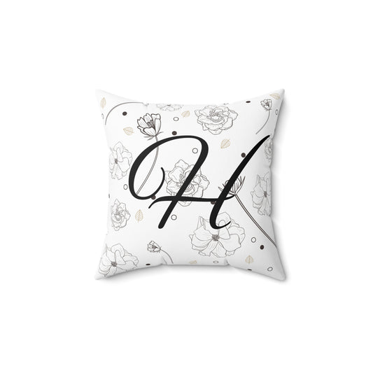 Floral Monogram Square Pillow - Personalized