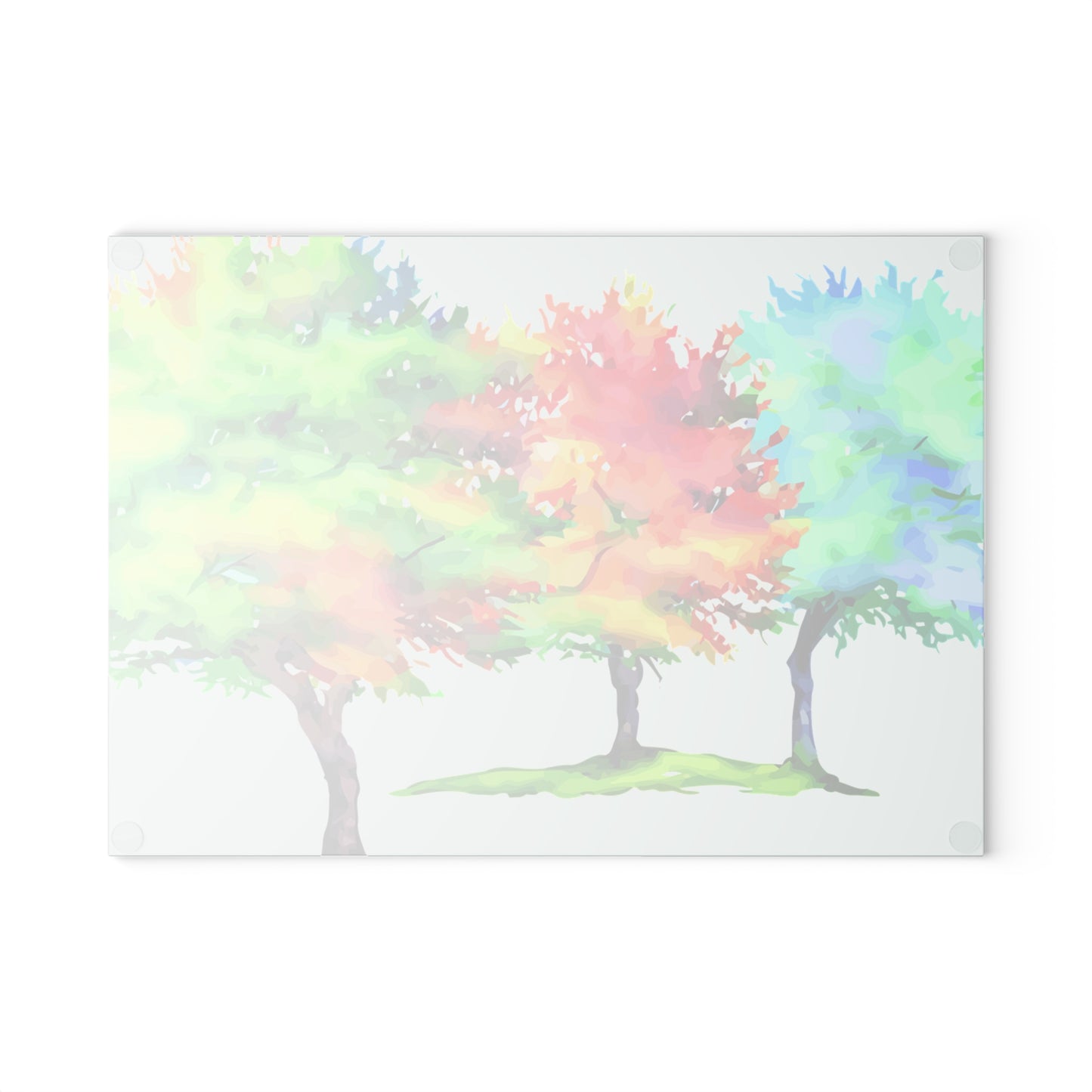 Glass Cutting Board — Colorful Watercolor Trees Kitchen Cutting Board