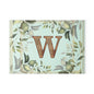 Monogram Glass Cutting Board — Rustic Wood 'W' with Greenery Border