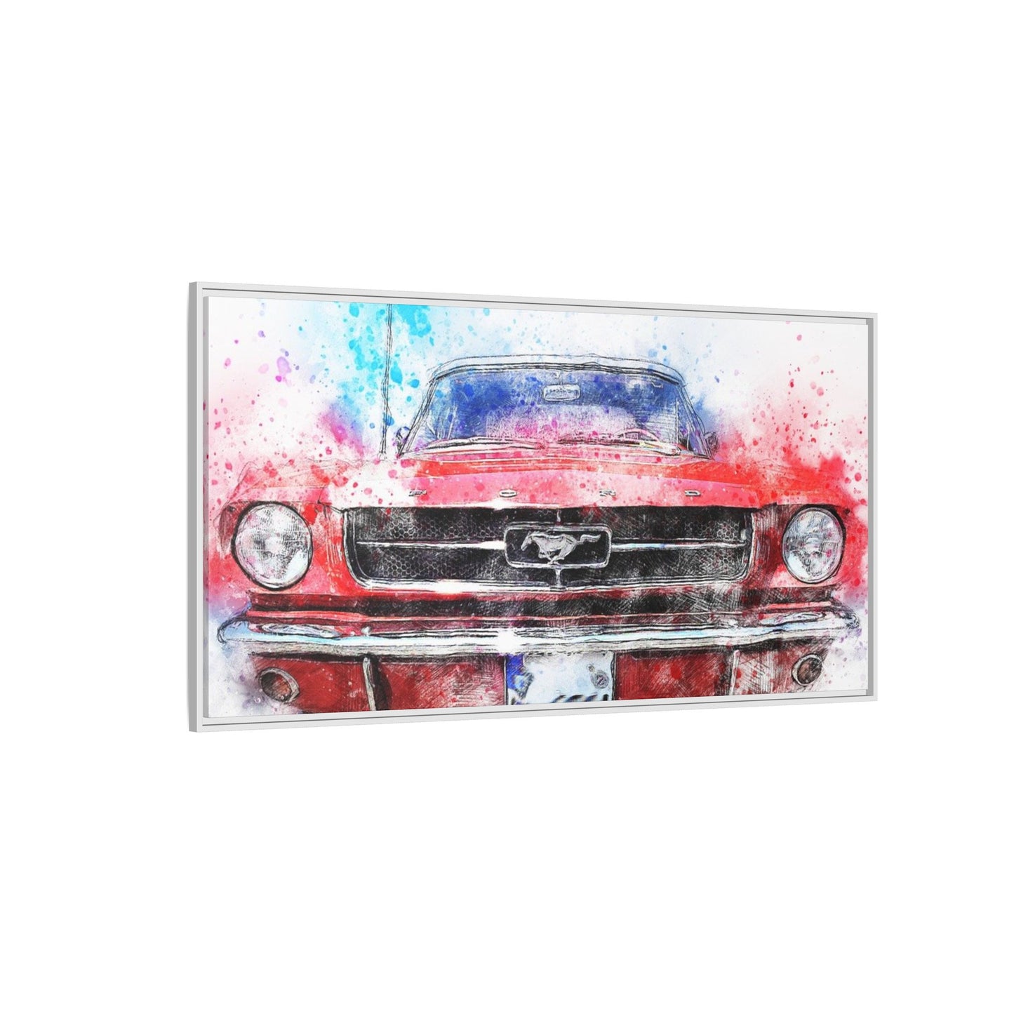 Matte Canvas, Framed Mustang Car
