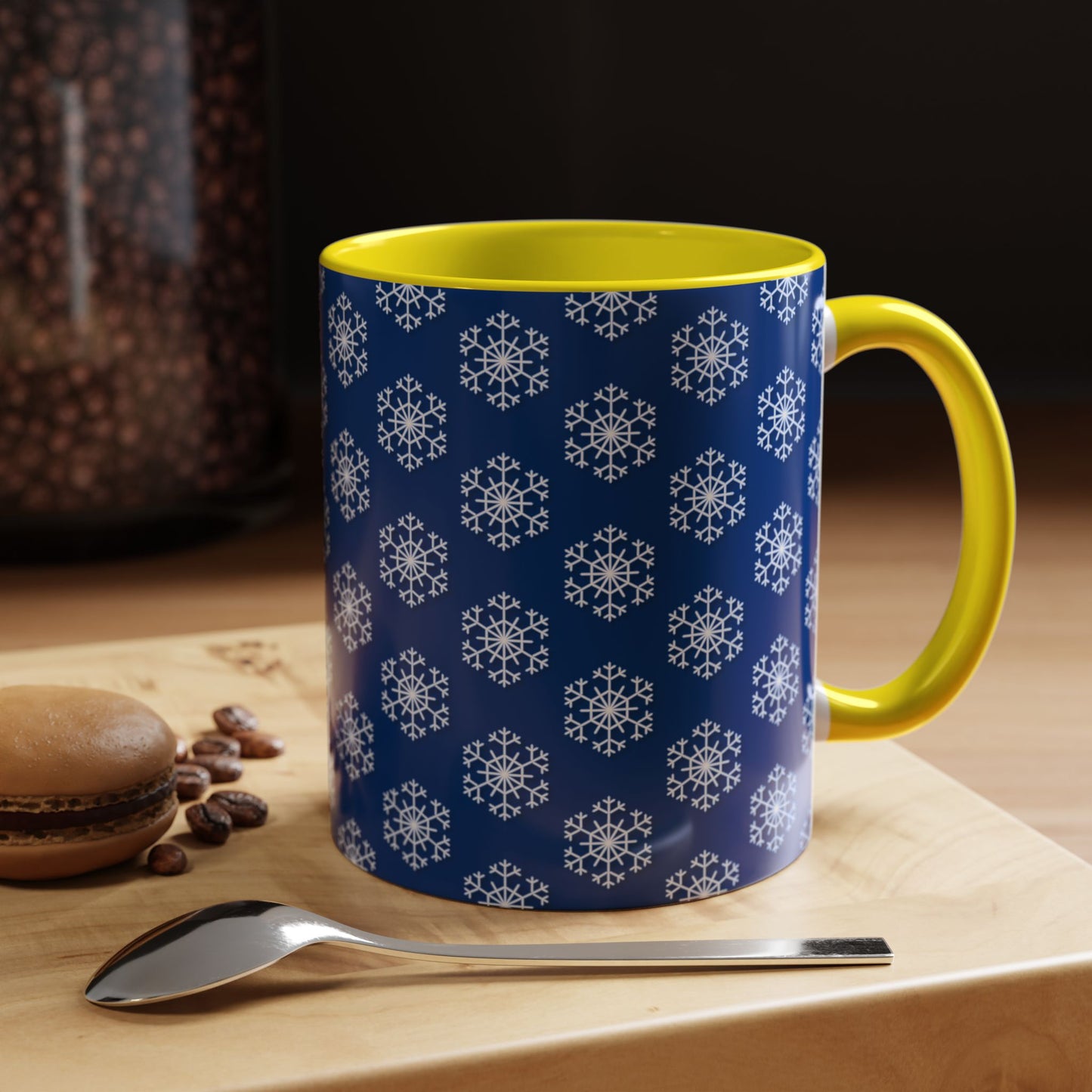 Blue Snowflake Accent Coffee Mug for Winter, Holiday Gift, Cozy Drinkware, Festive Kitchen Decor, Mug for Coffee Lovers, Tea Time Essential