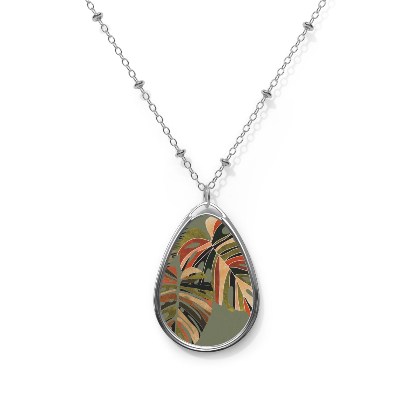 Boho Floral Oval Necklace, Natural Leaf Pendant, Gift for Her, Layering Jewelry, Nature Inspired Accessory, Birthday Gift, [...]