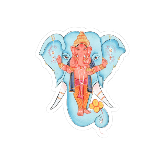 Vibrant Ganesh Kiss-Cut Stickers, Spiritual Decor, Laptop Stickers, Gift for Yoga Lovers, Festival Decoration, Hindu Art