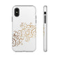 Elegant Floral Phone Case, Tough Cases, Gold Swirls, Stylish Protection, Trendy Gift, Chic Accessory