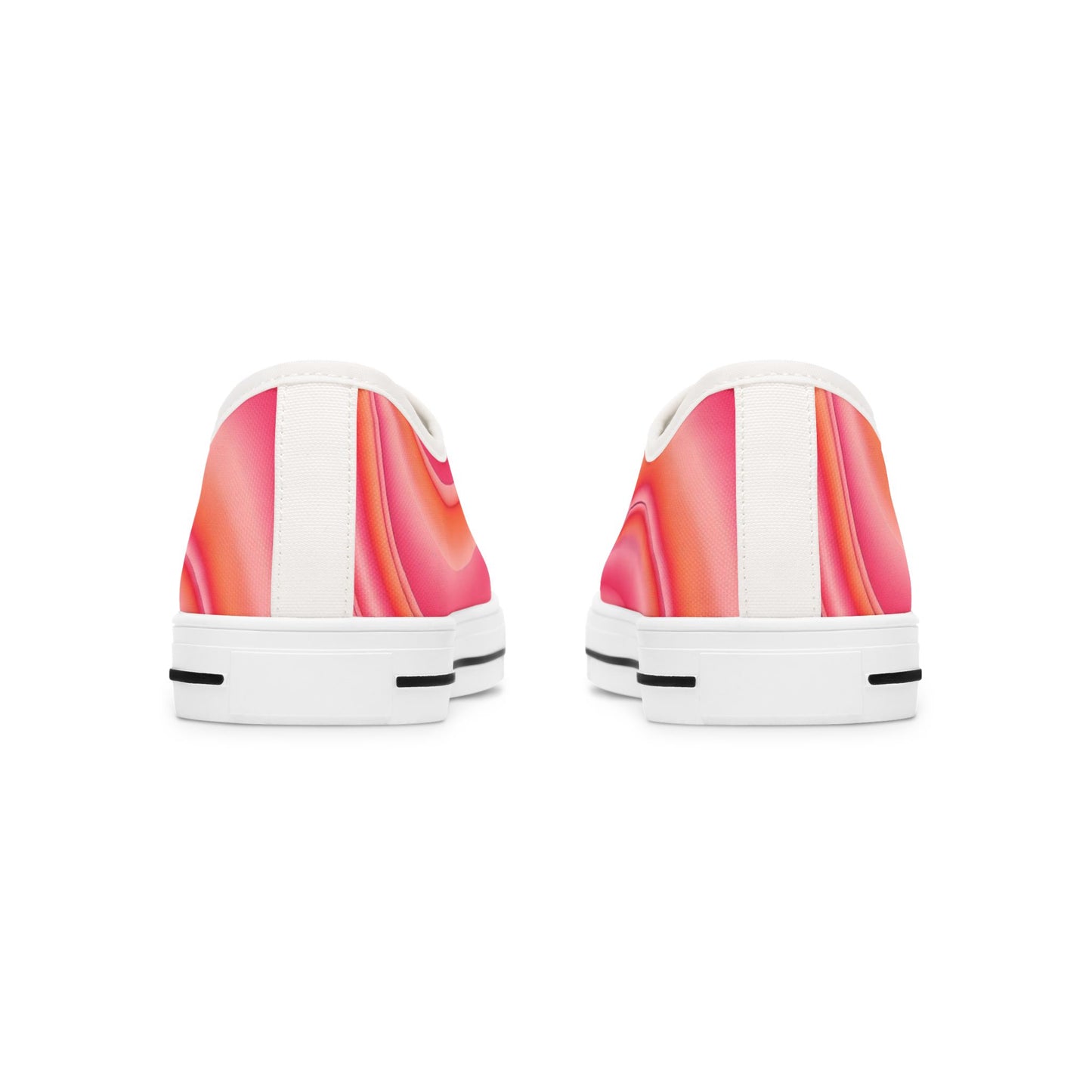 Women's Low Top Sneakers — Pink Retro Wave Swirl Casual Canvas Shoes