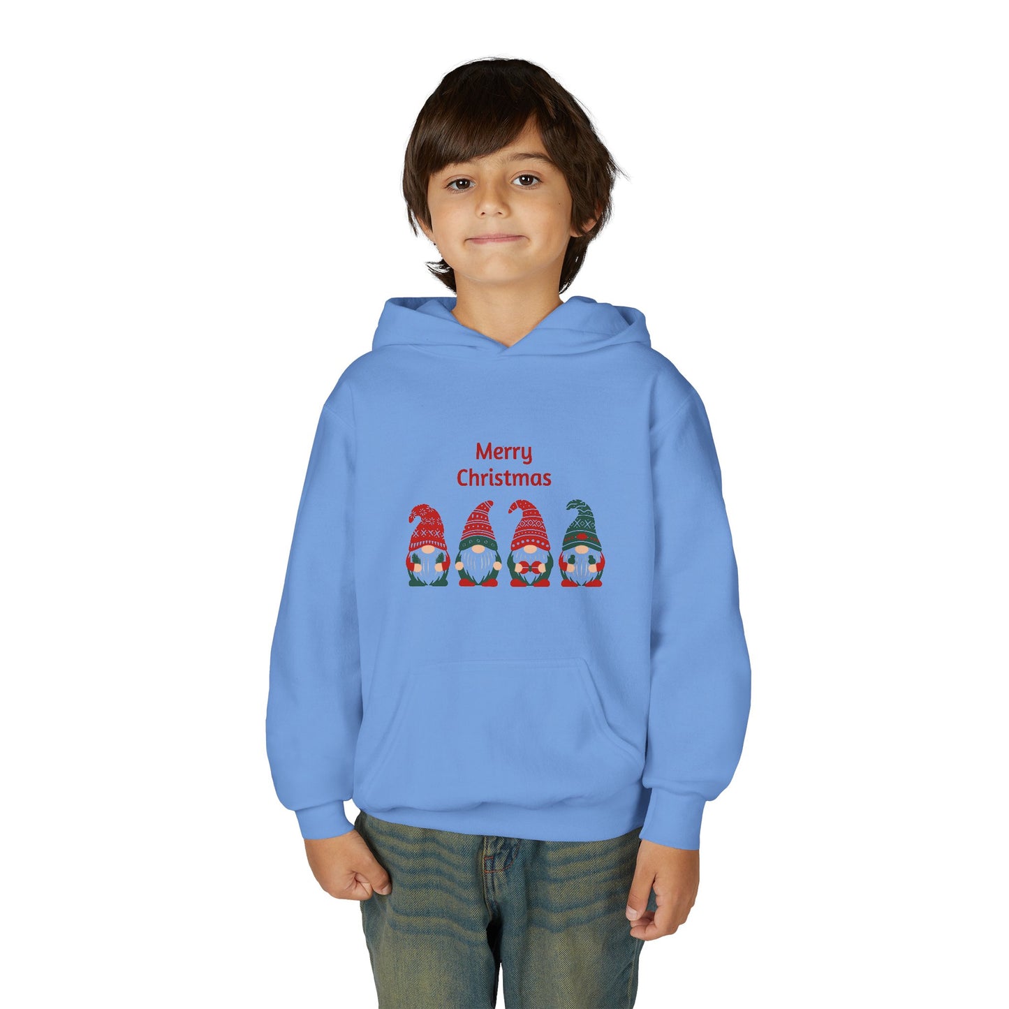 Youth Christmas Gnome Hoodie - "Merry Christmas" Holiday Kids Sweatshirt