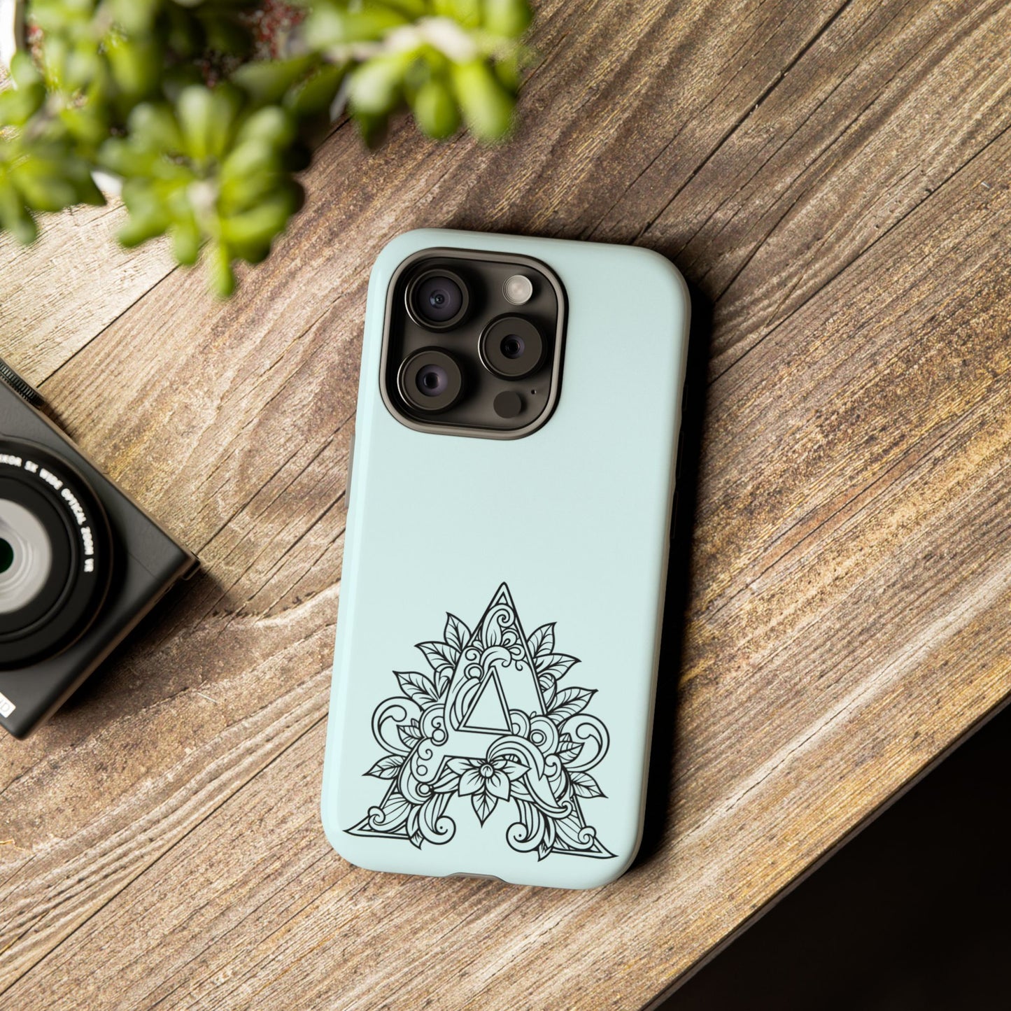 Personalized Tough Phone Case, Floral Monogram Cell Phone Cover, Custom Protective Case, Unique Gift, Birthday, Graduation