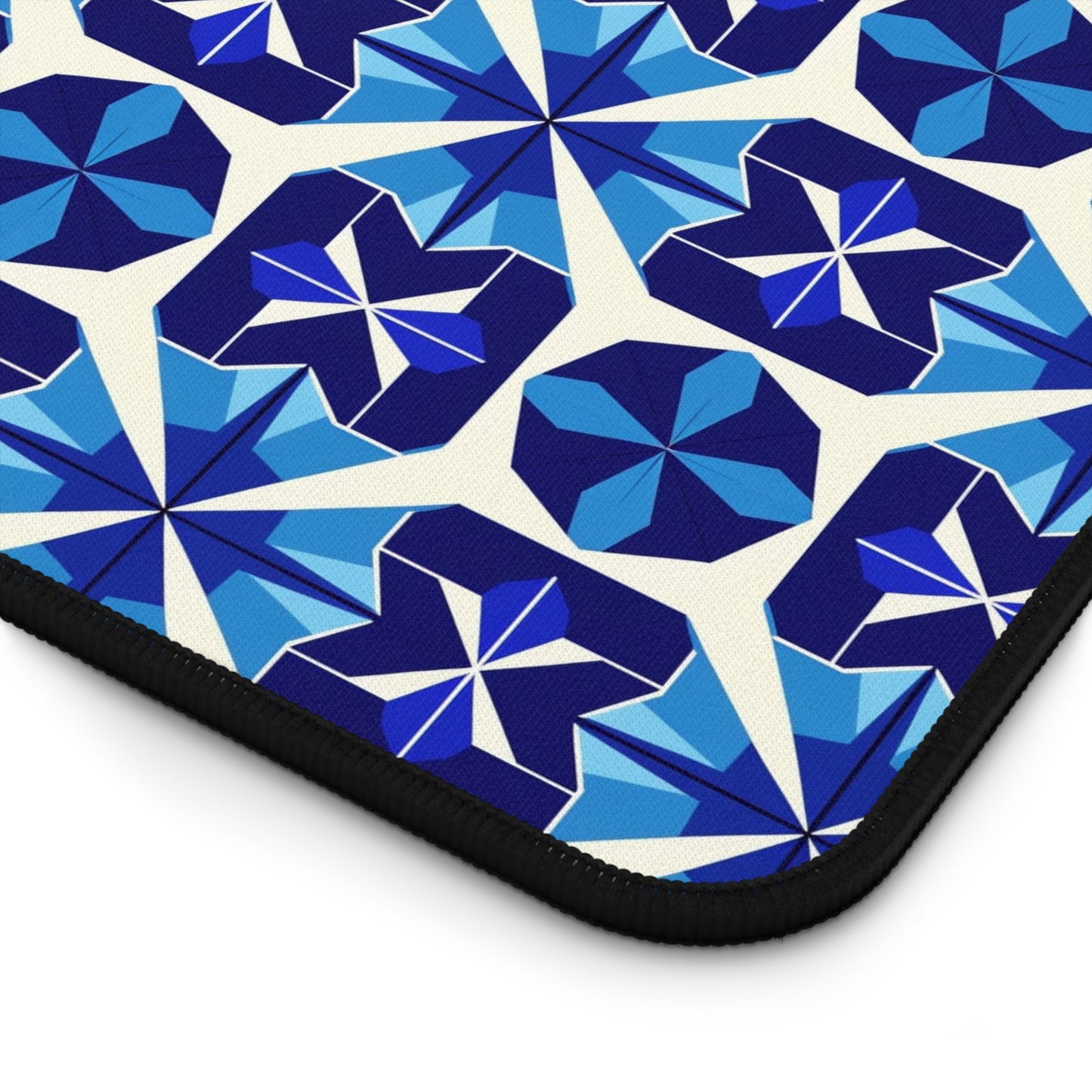 Blue Geometric Desk Mat for Stylish Workspaces