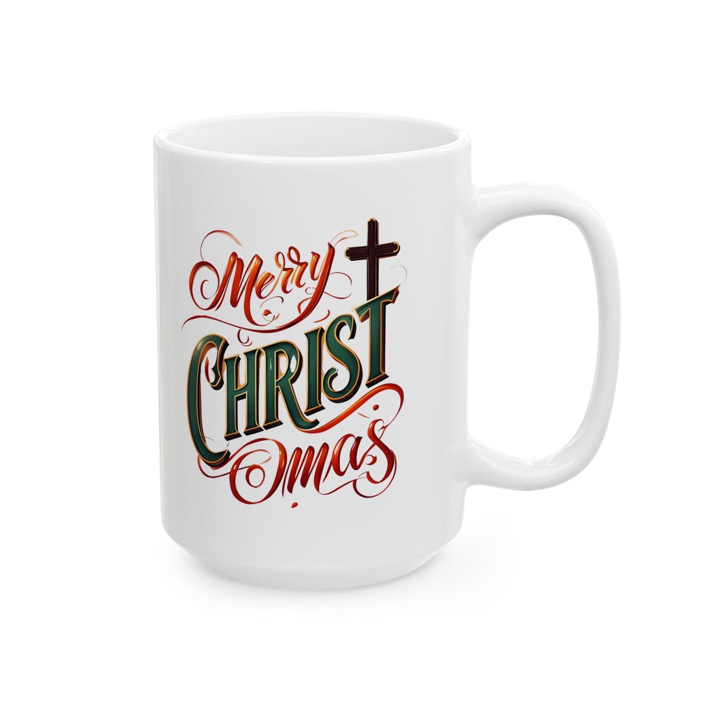 Christmas Ceramic Mug - Merry Christ-Mas Coffee Cup, Holiday Gift, Hot Cocoa Mug, Festive Kitchen Decor, Seasonal Beverage Mug