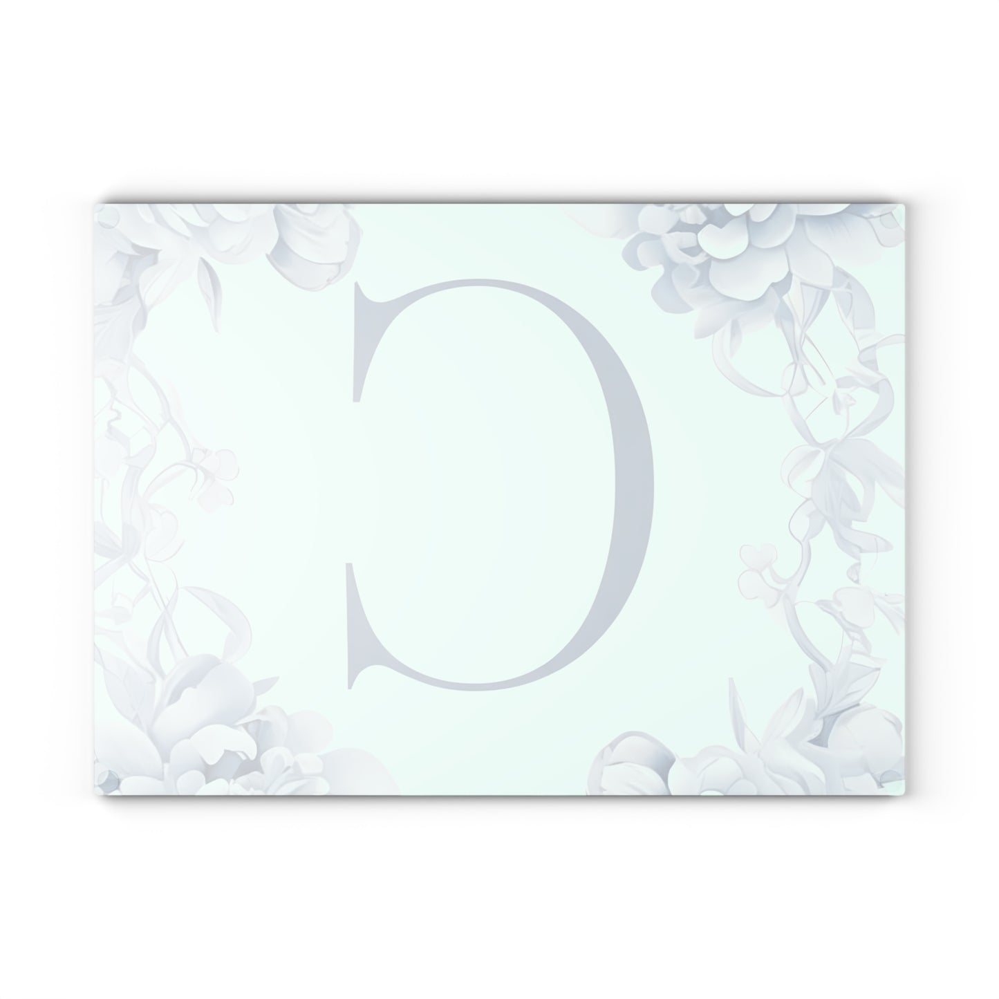 Elegant Floral Monogram Glass Cutting Board, Personalized Kitchen Decor, Wedding Gift, Housewarming Gift, Cooking Essentials, Unique Gift