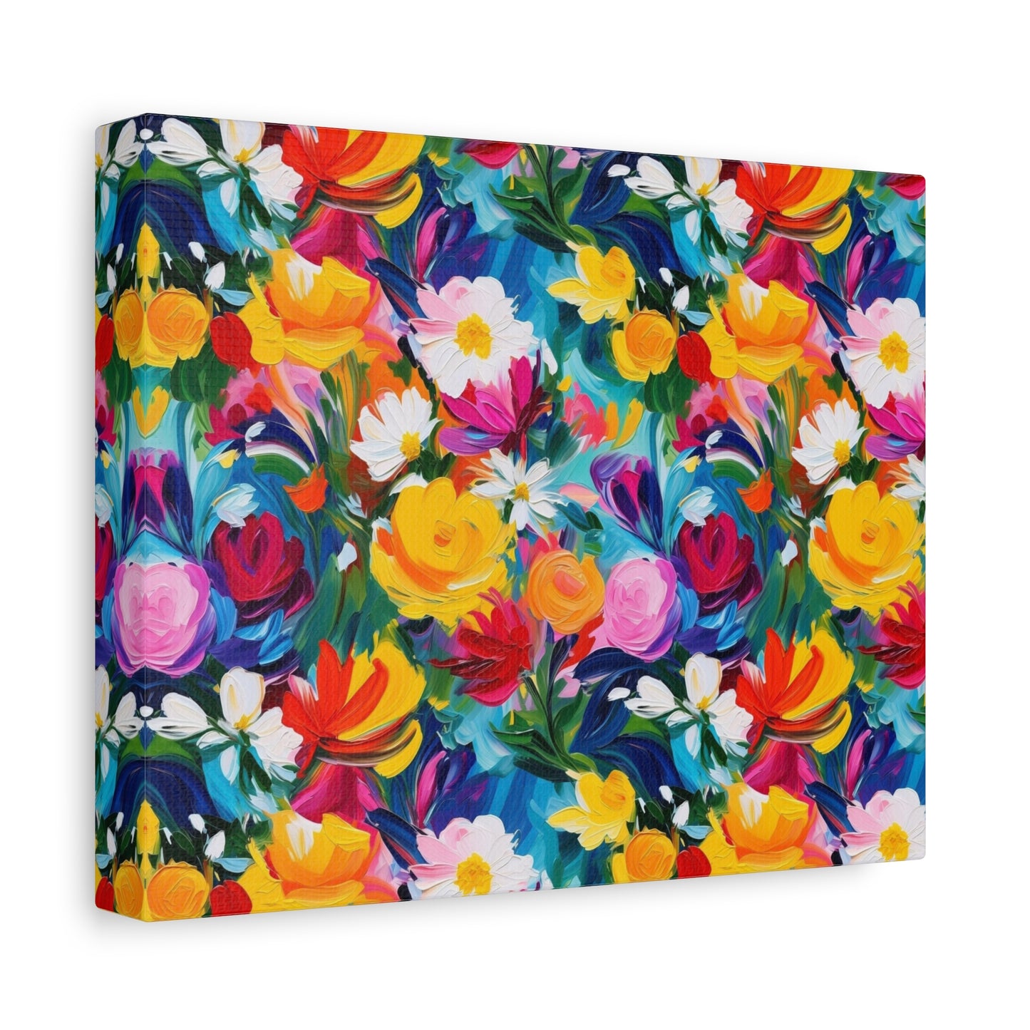 Vibrant Floral Matte Canvas Wall Art — Colorful Garden Print, Stretched 1.25"
