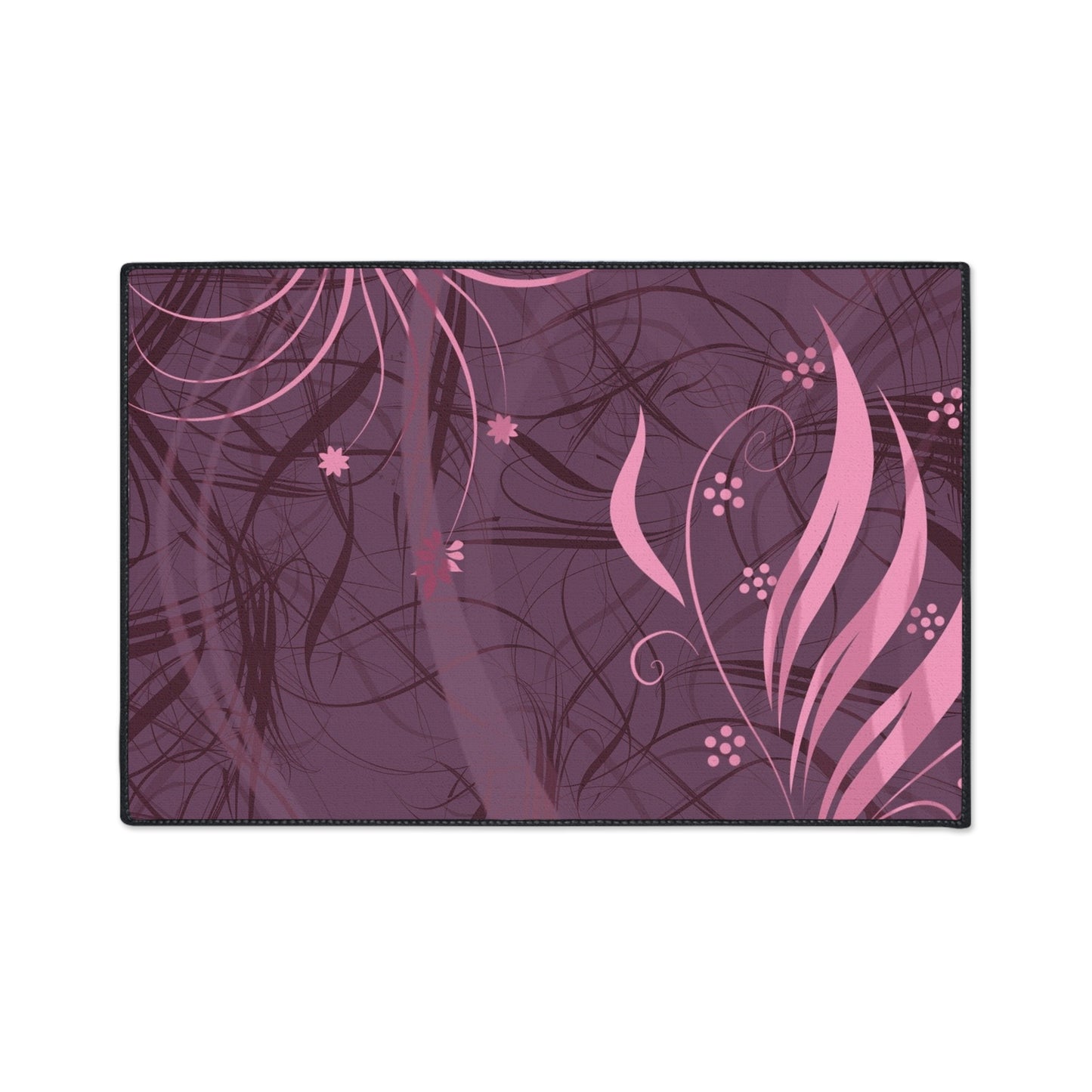 Floral Plum Heavy-Duty Floor Mat — Pink Swirl Entrance Rug